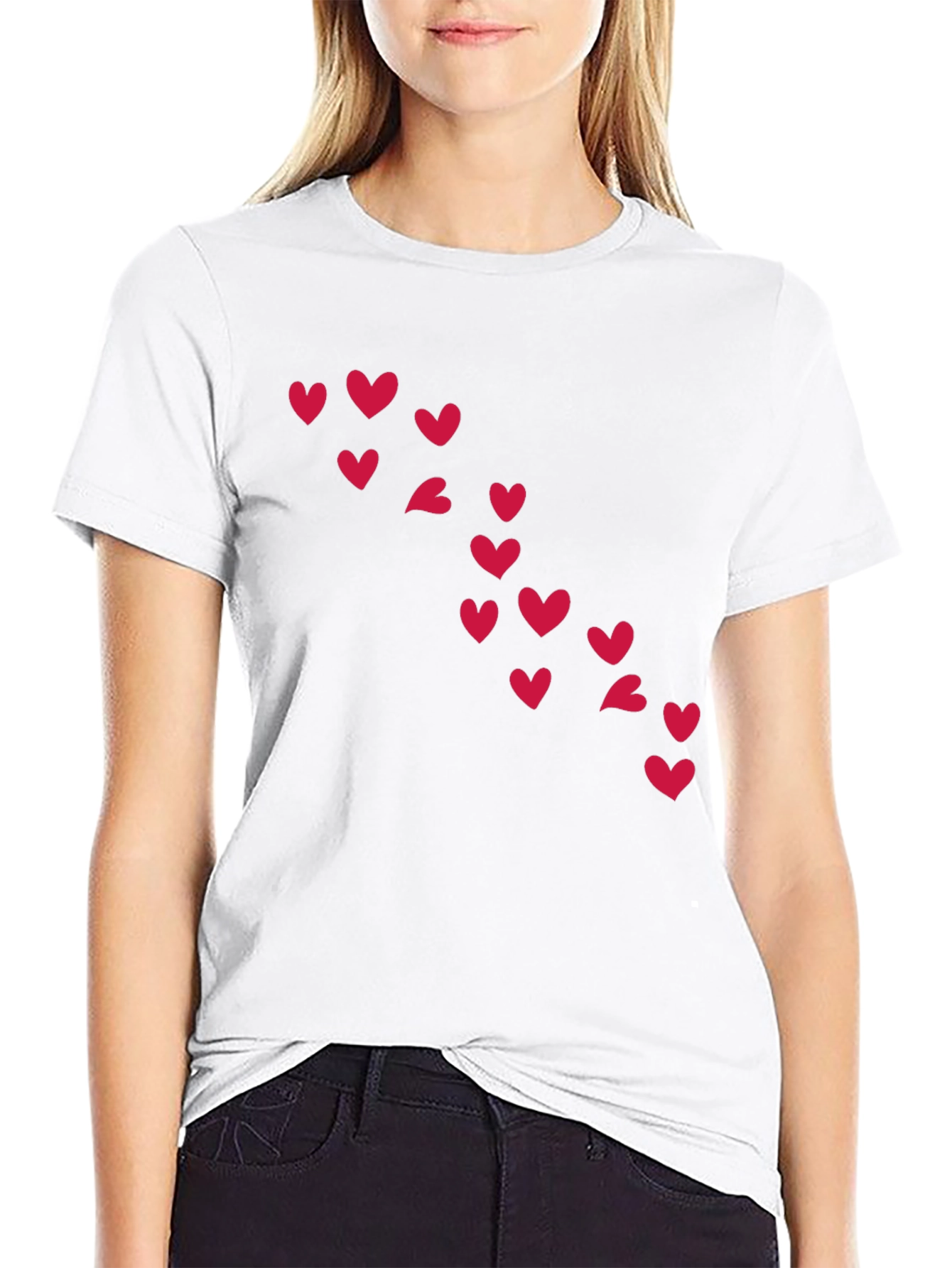 Heart Pattern Black T-Shirt