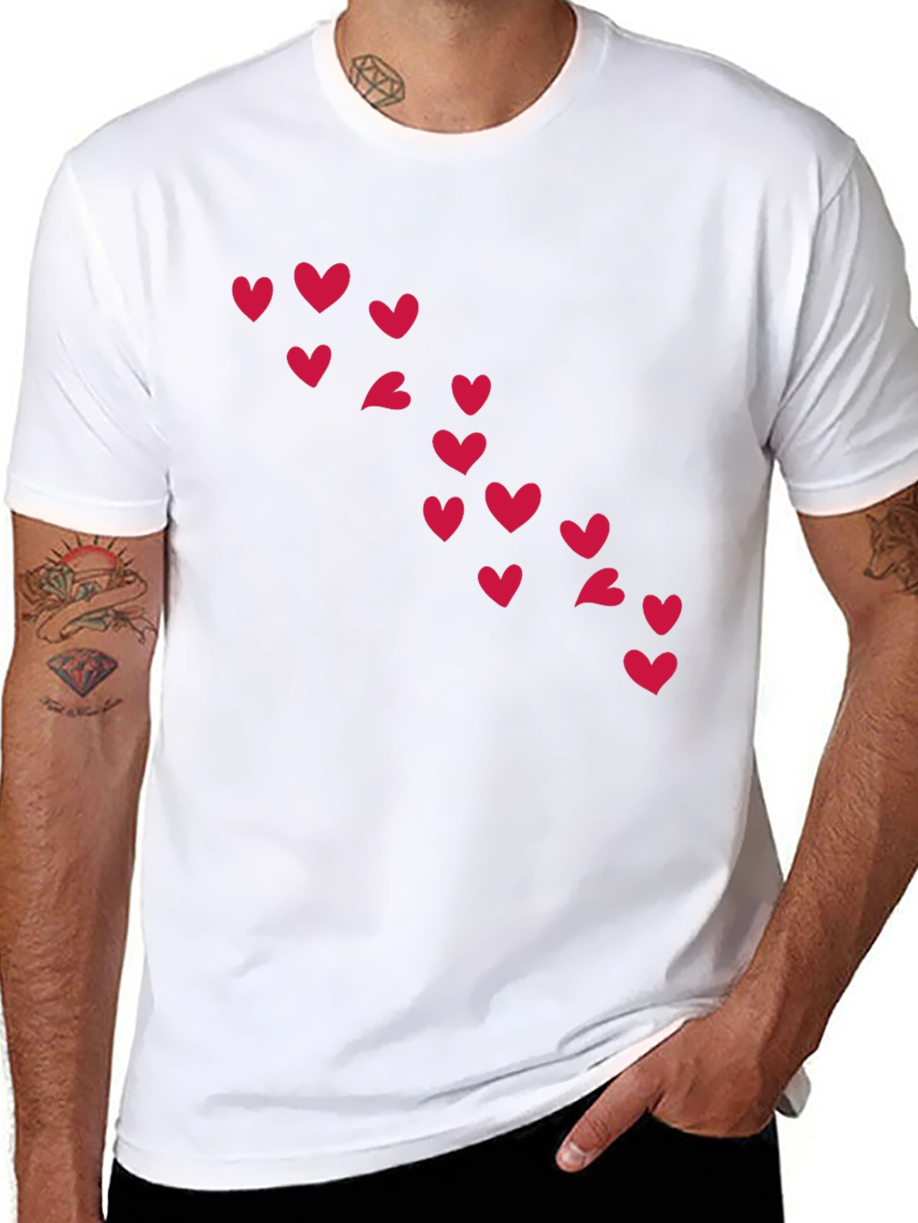 Heart Pattern Black T-Shirt