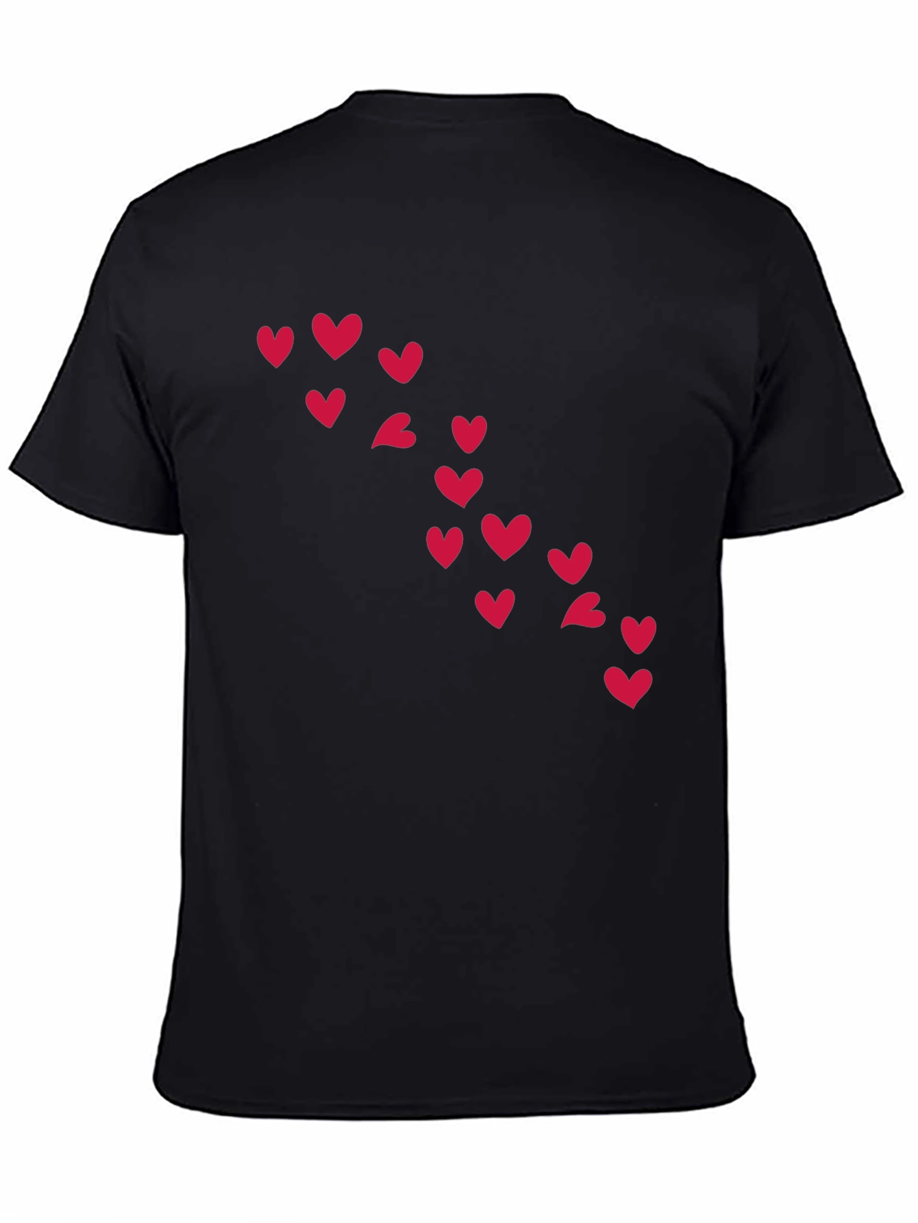 Heart Pattern Black T-Shirt