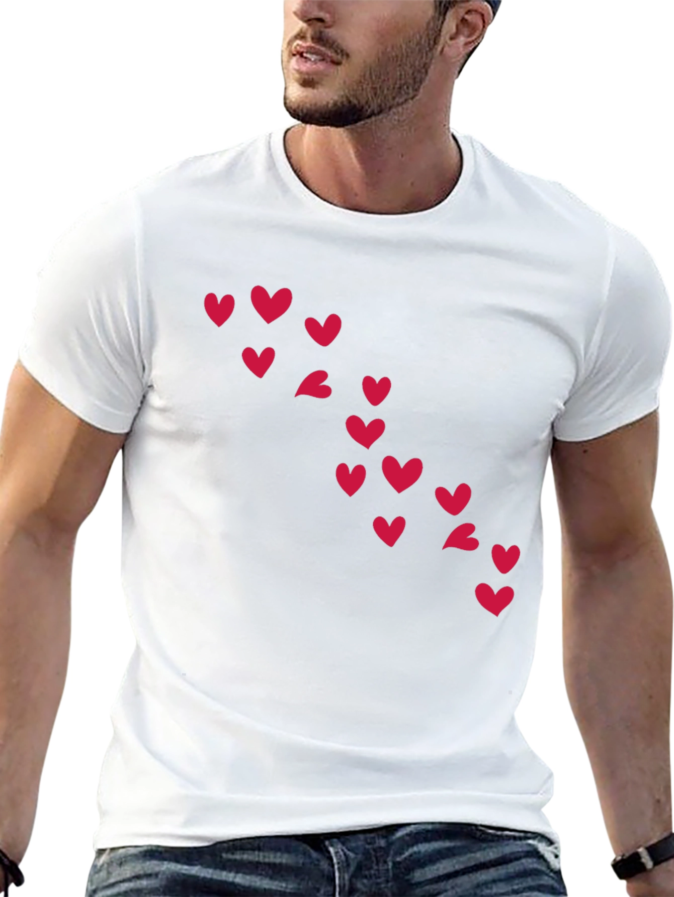 Heart Pattern Black T-Shirt