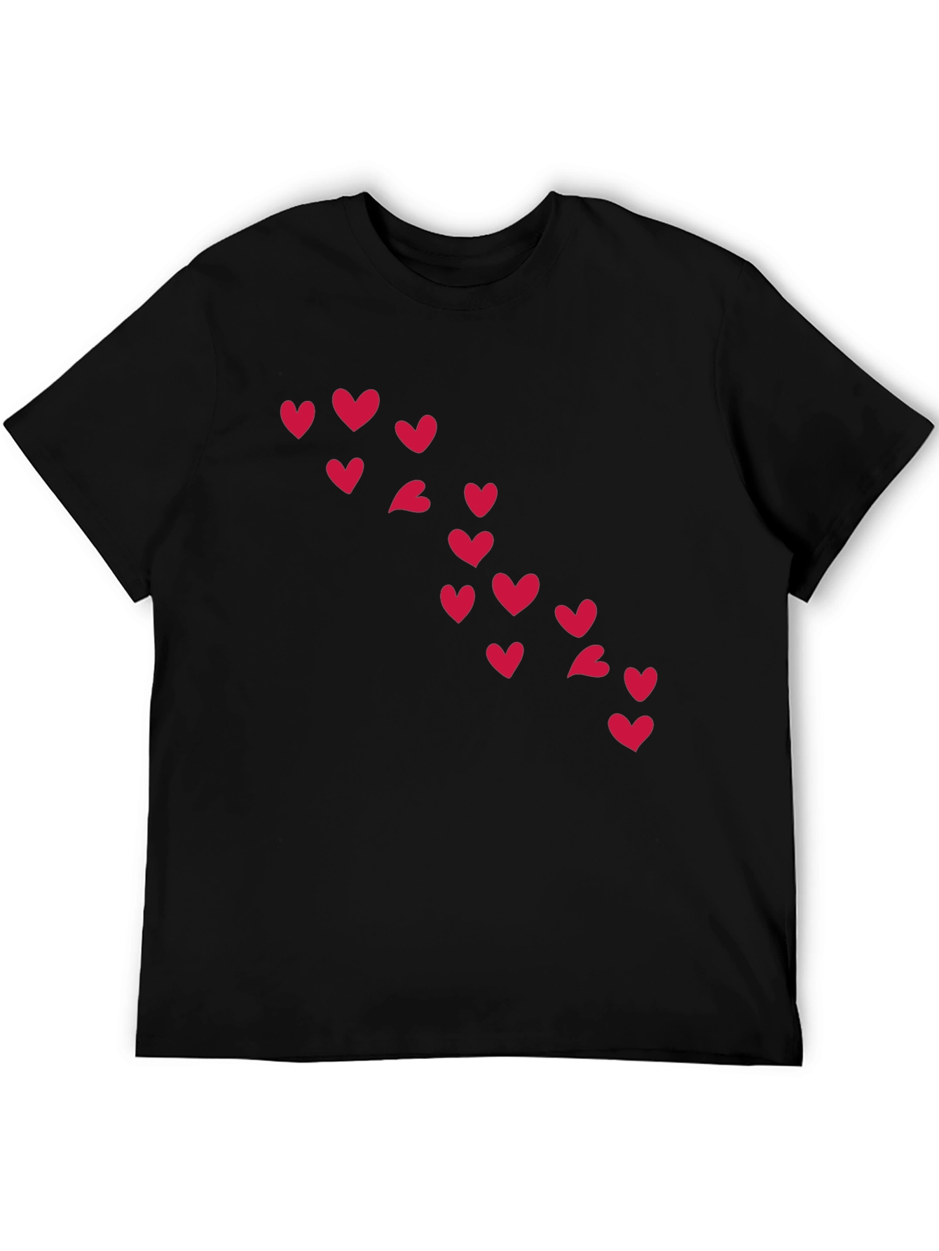 Heart Pattern Black T-Shirt