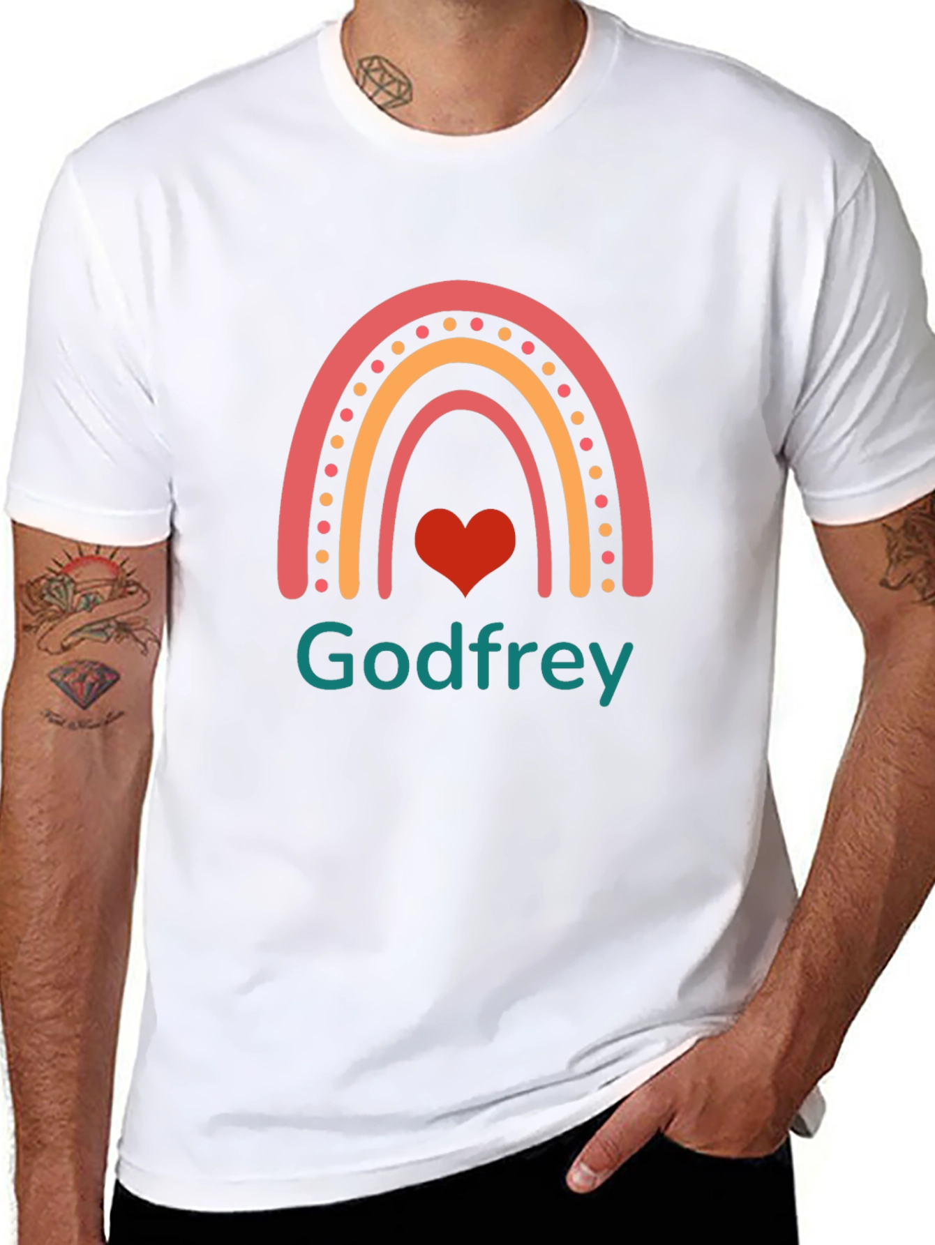 Godfrey Rainbow Heart Graphic Tee - Black