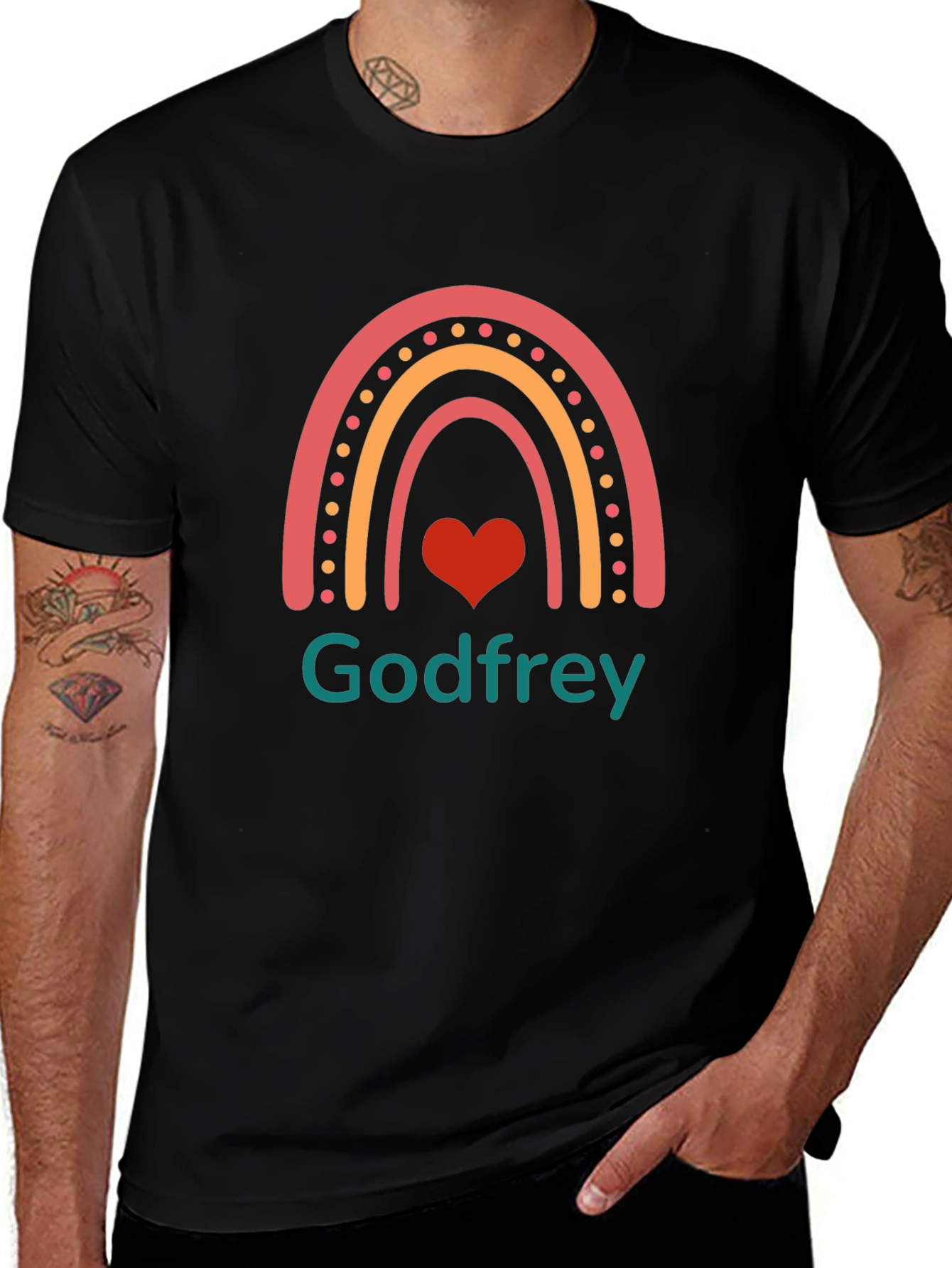 Godfrey Rainbow Heart Graphic Tee - Black