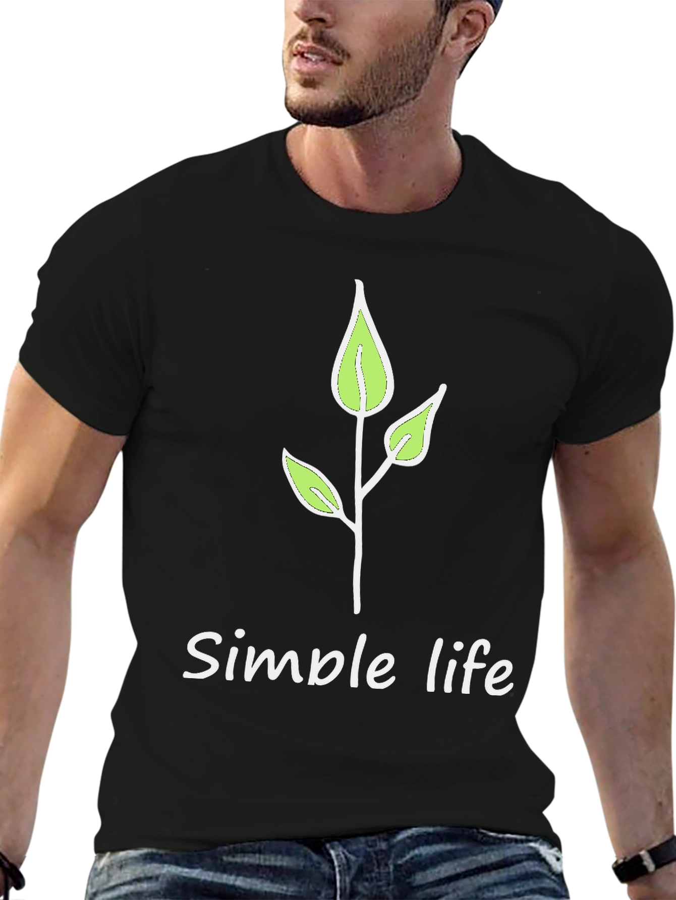 Simple Life Black Graphic Tee - Nature Inspired