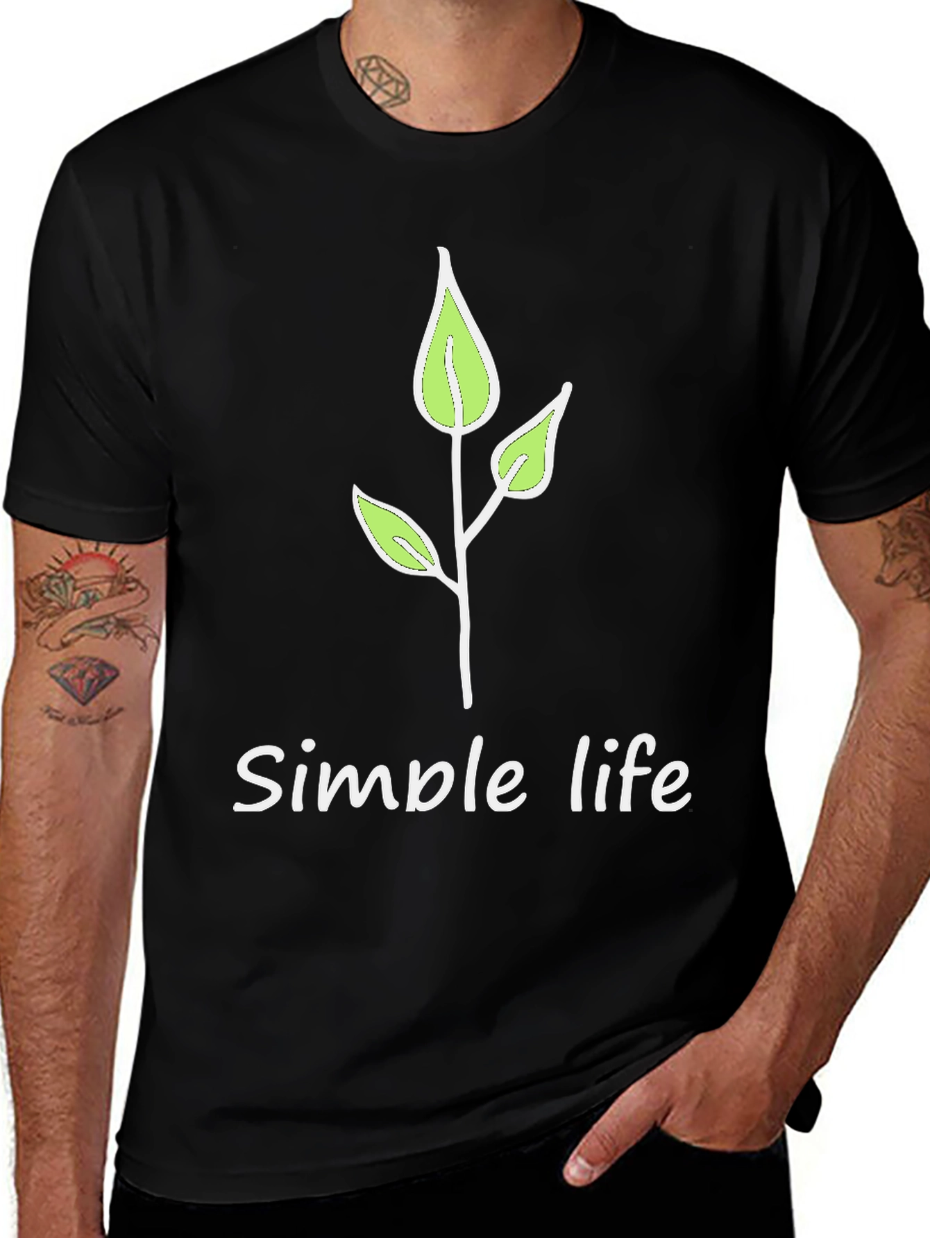 Simple Life Black Graphic Tee - Nature Inspired