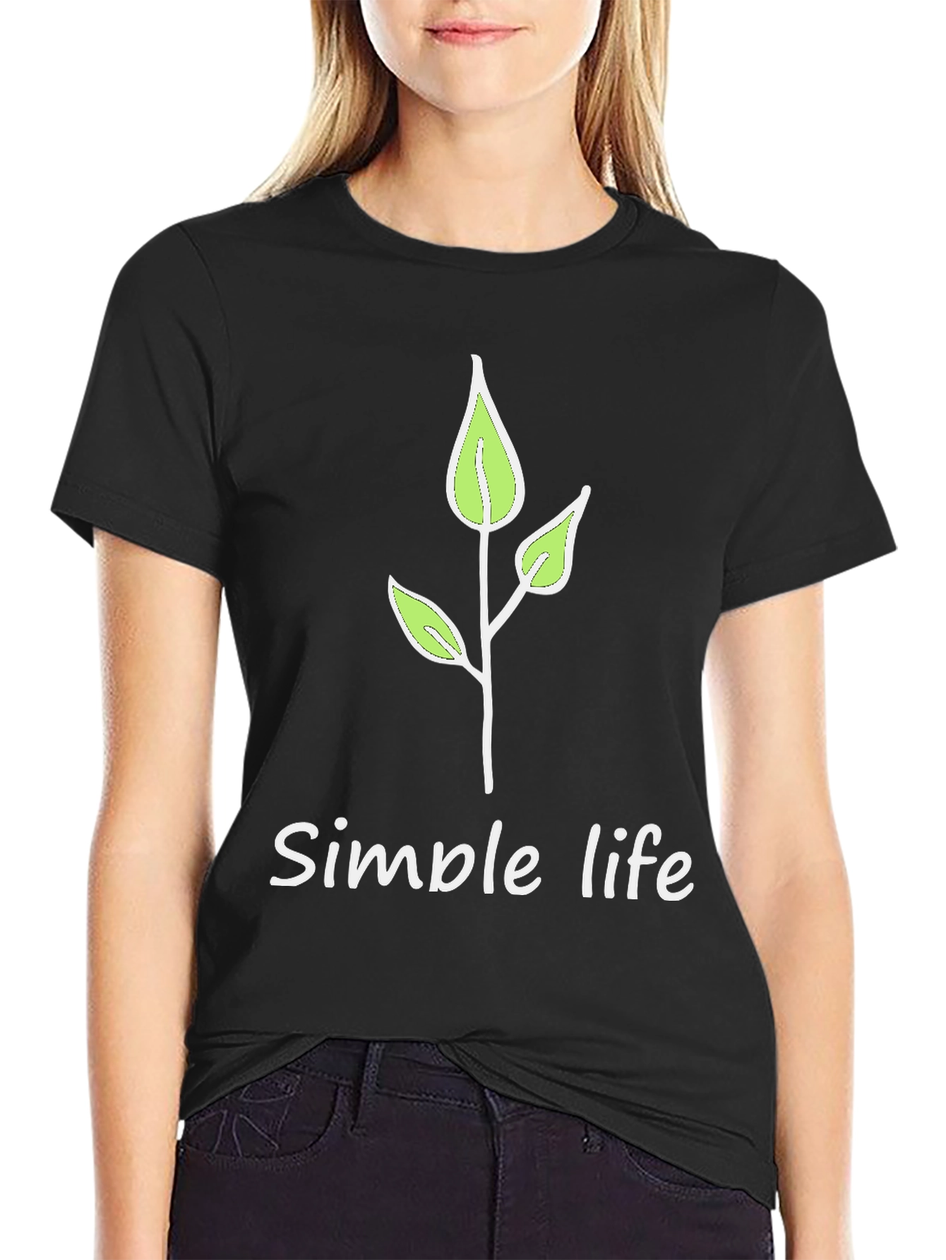 Simple Life Black Graphic Tee - Nature Inspired