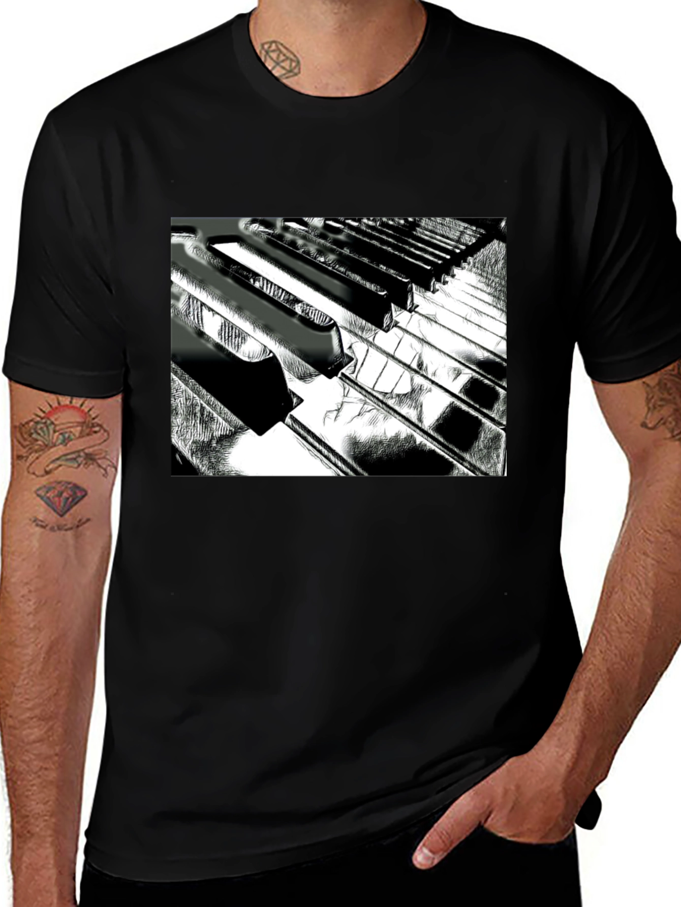 Piano Keys Graphic Tee - Musical Style
