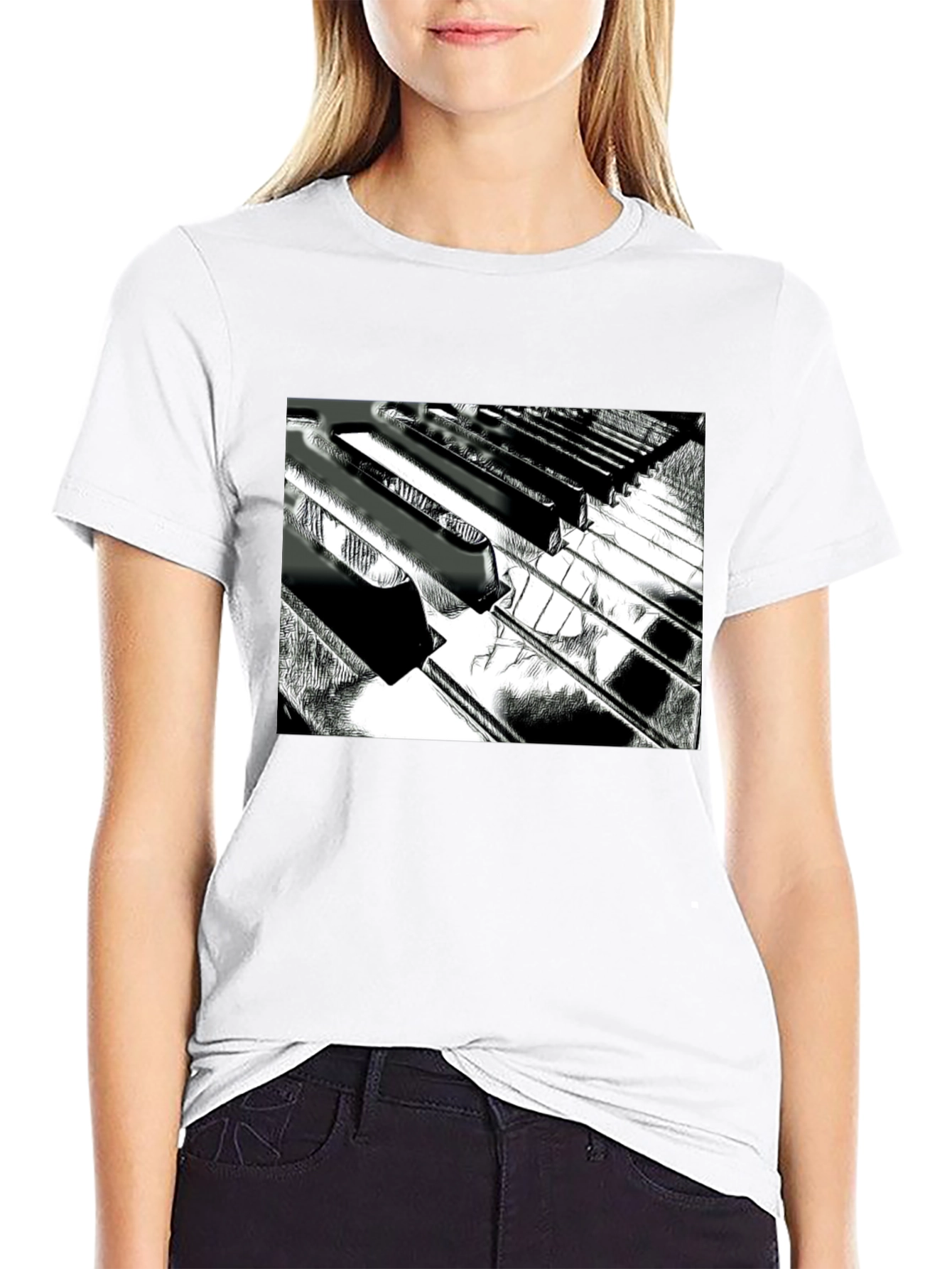Piano Keys Graphic Tee - Musical Style