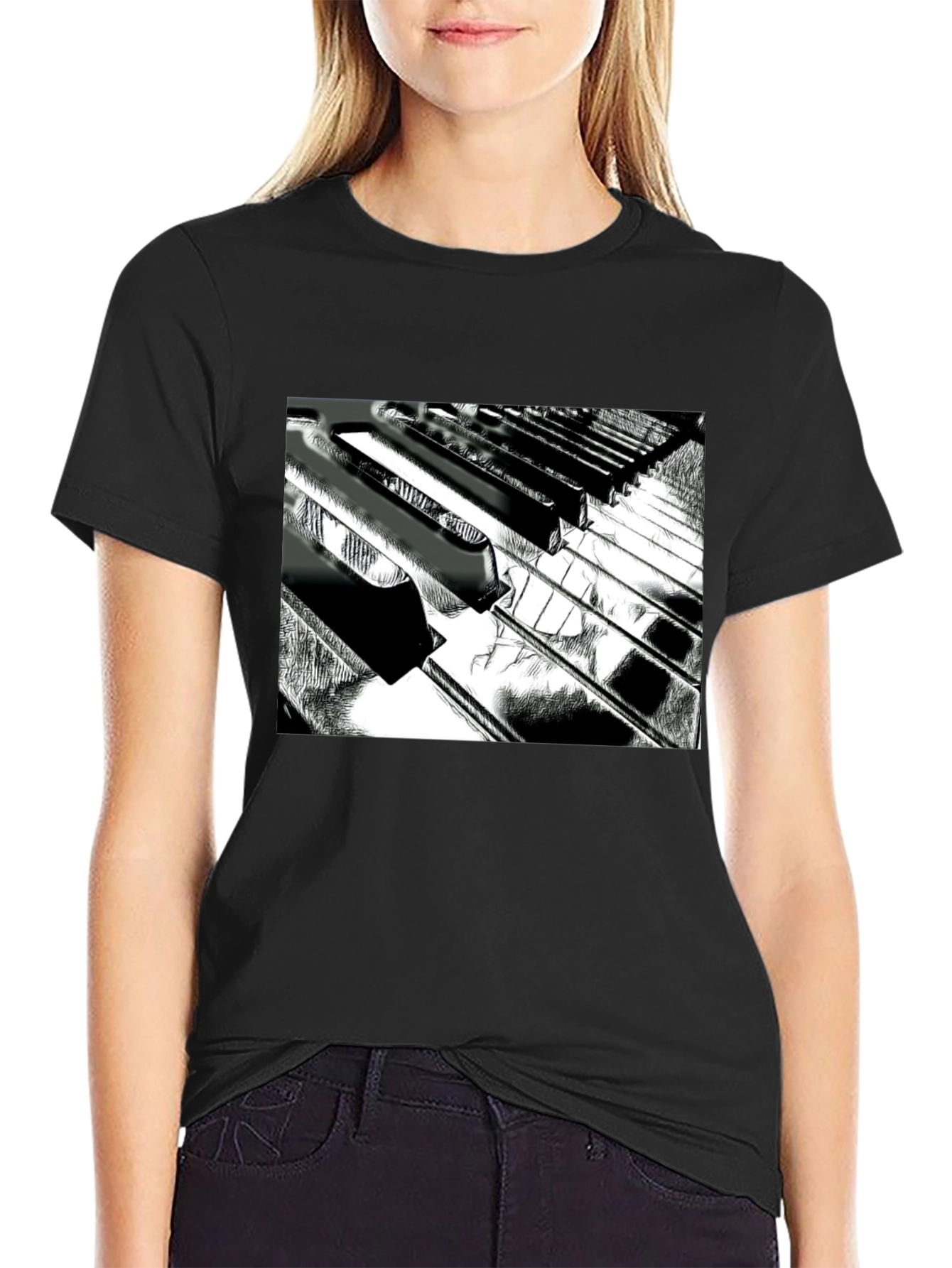 Piano Keys Graphic Tee - Musical Style