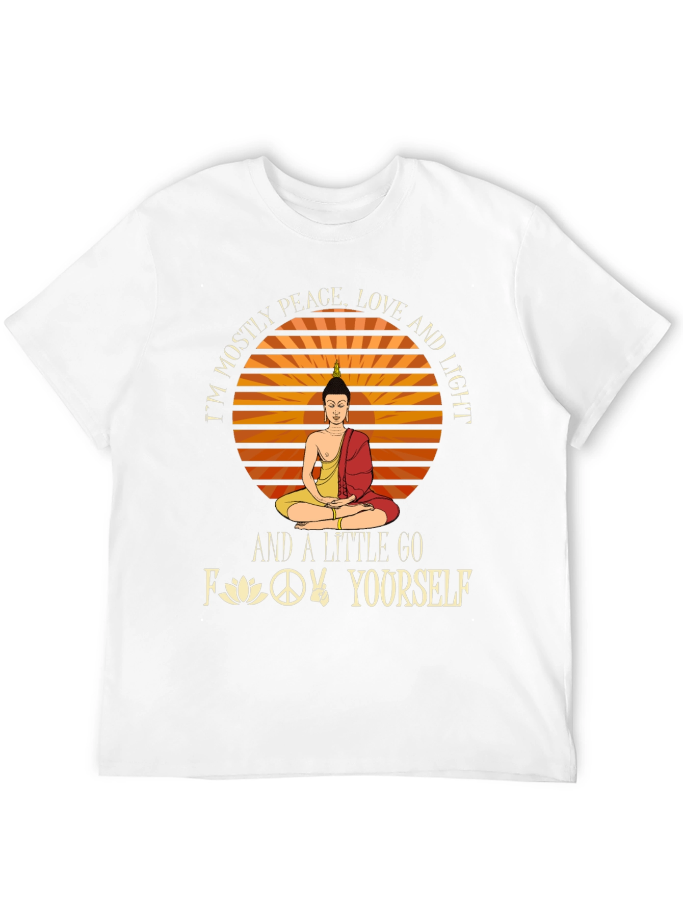 Peace Love Light Graphic T-Shirt - Buddha Design