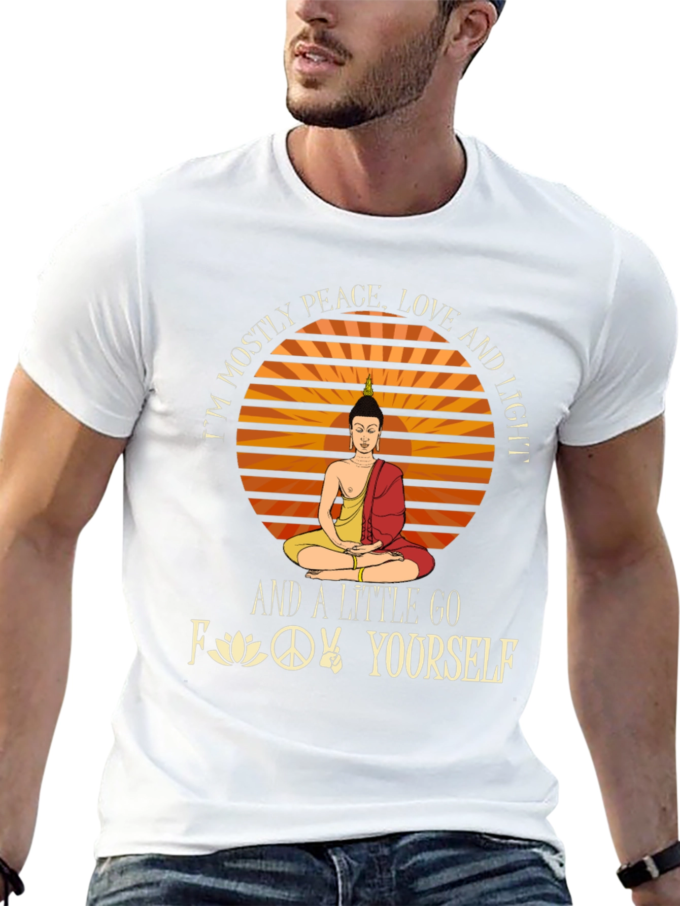 Peace Love Light Graphic T-Shirt - Buddha Design