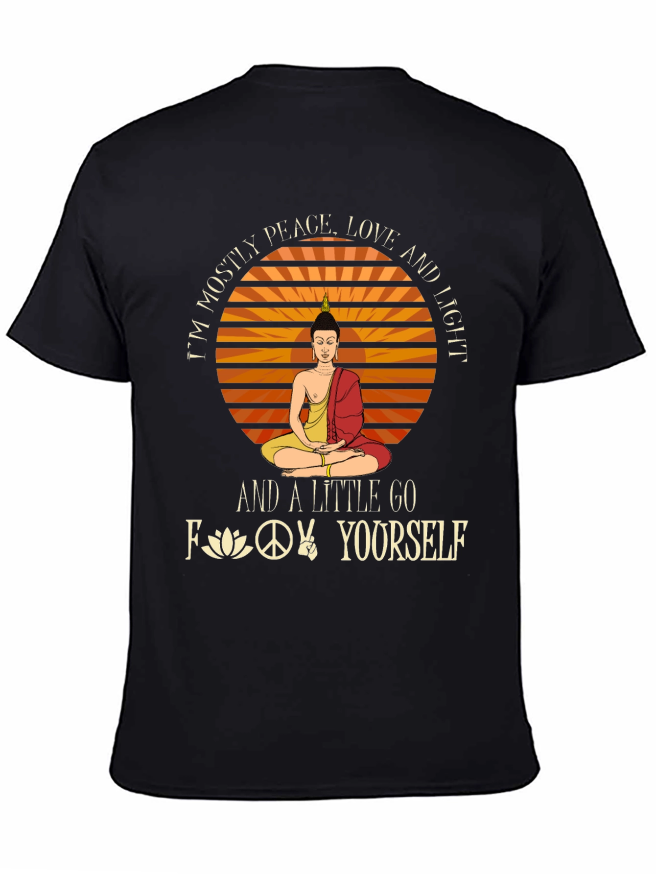 Peace Love Light Graphic T-Shirt - Buddha Design