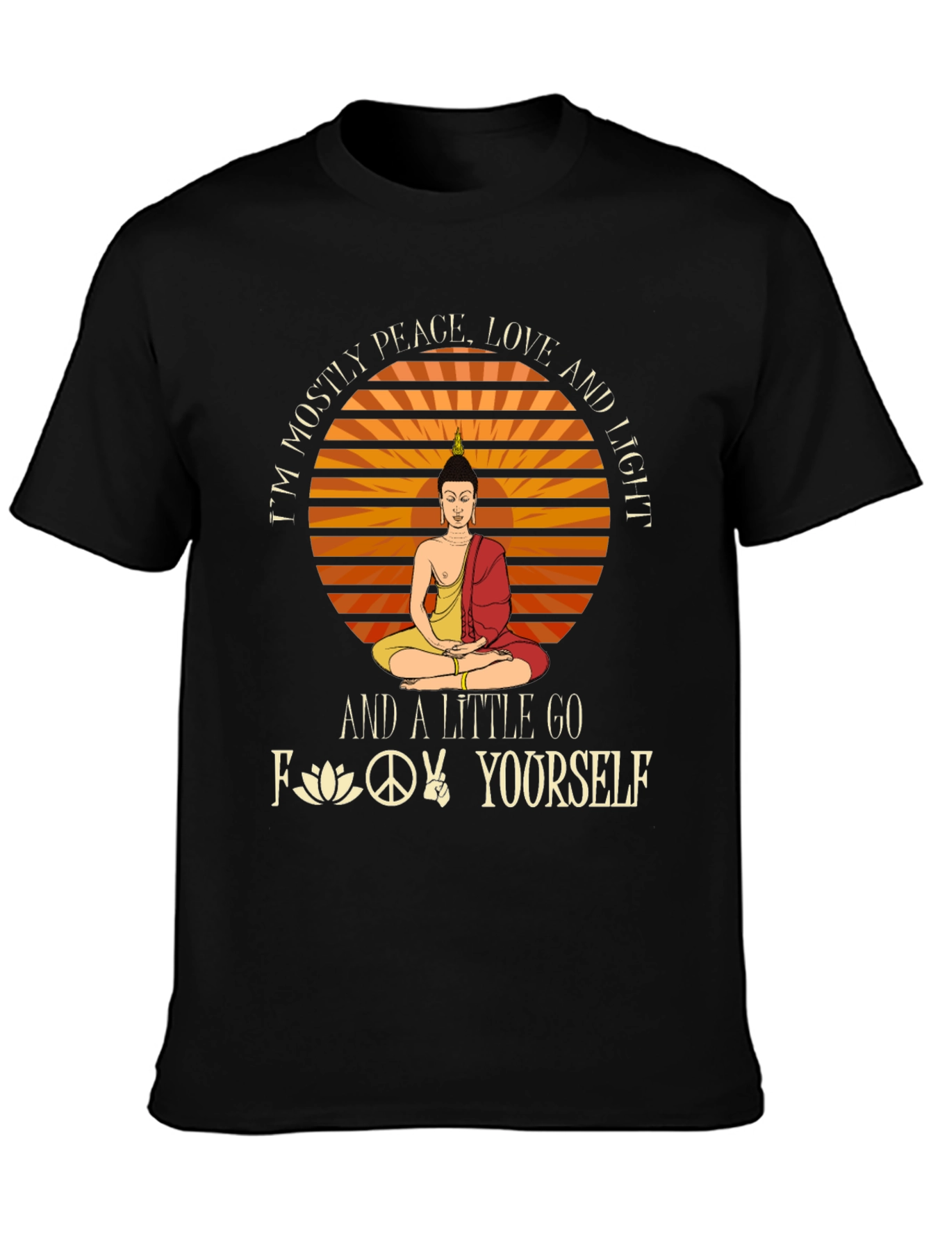 Peace Love Light Graphic T-Shirt - Buddha Design