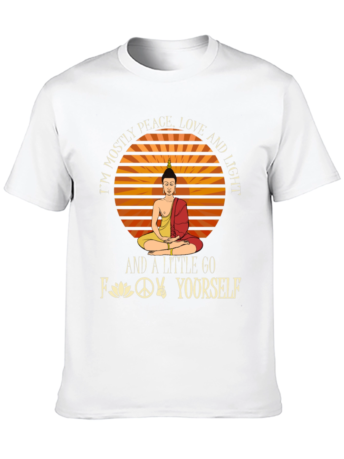 Peace Love Light Graphic T-Shirt - Buddha Design