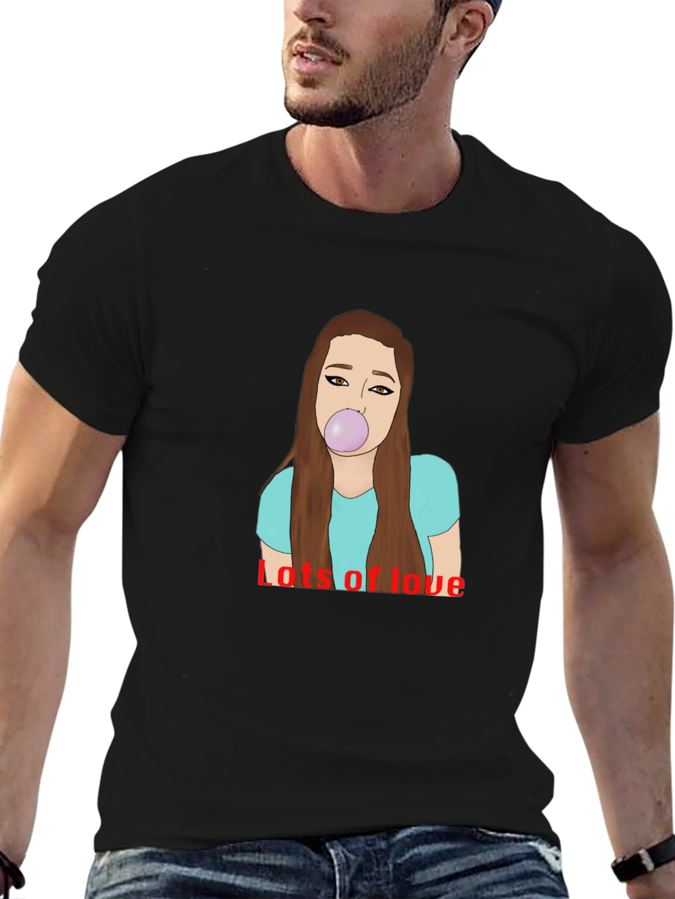 Lots of Love Graphic Tee - Black Cotton Blend