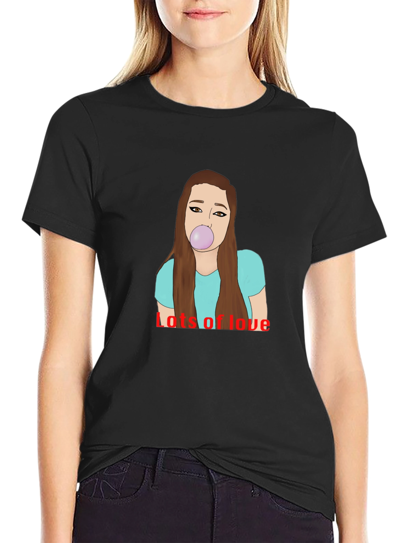 Lots of Love Graphic Tee - Black Cotton Blend
