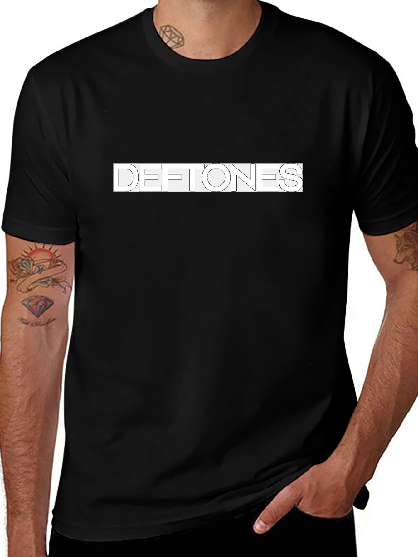 Deftones Band Logo Graphic Black T-Shirt
