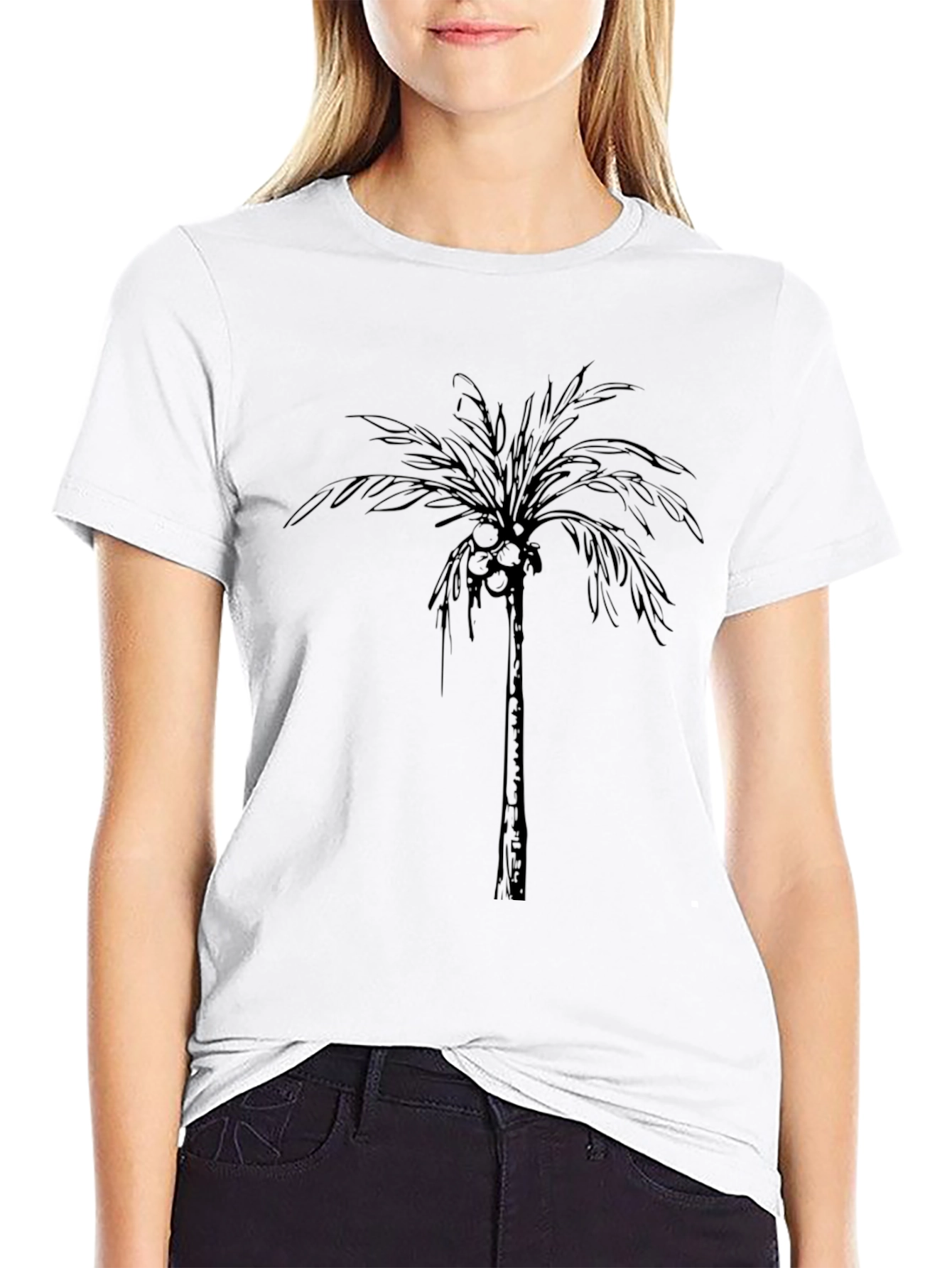 Mens Black Palm Tree Graphic T-Shirt