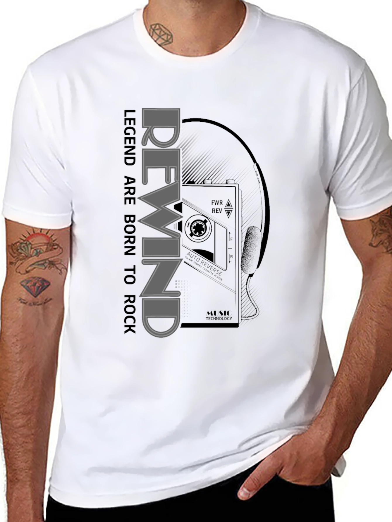 Rewind Legend Tee - Retro Cassette Player Graphic T-Shirt