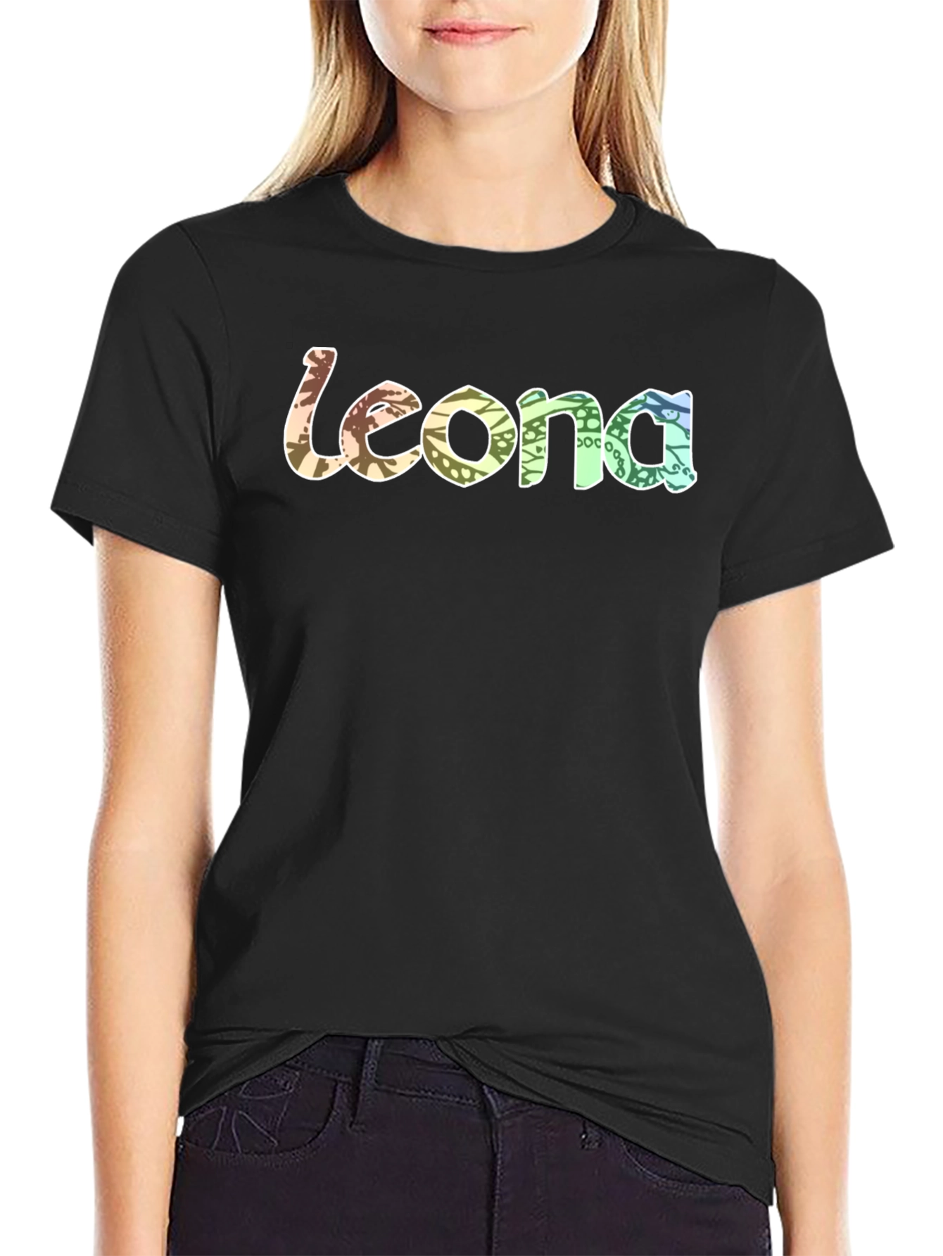 Leona Graphic Print Black T-Shirt