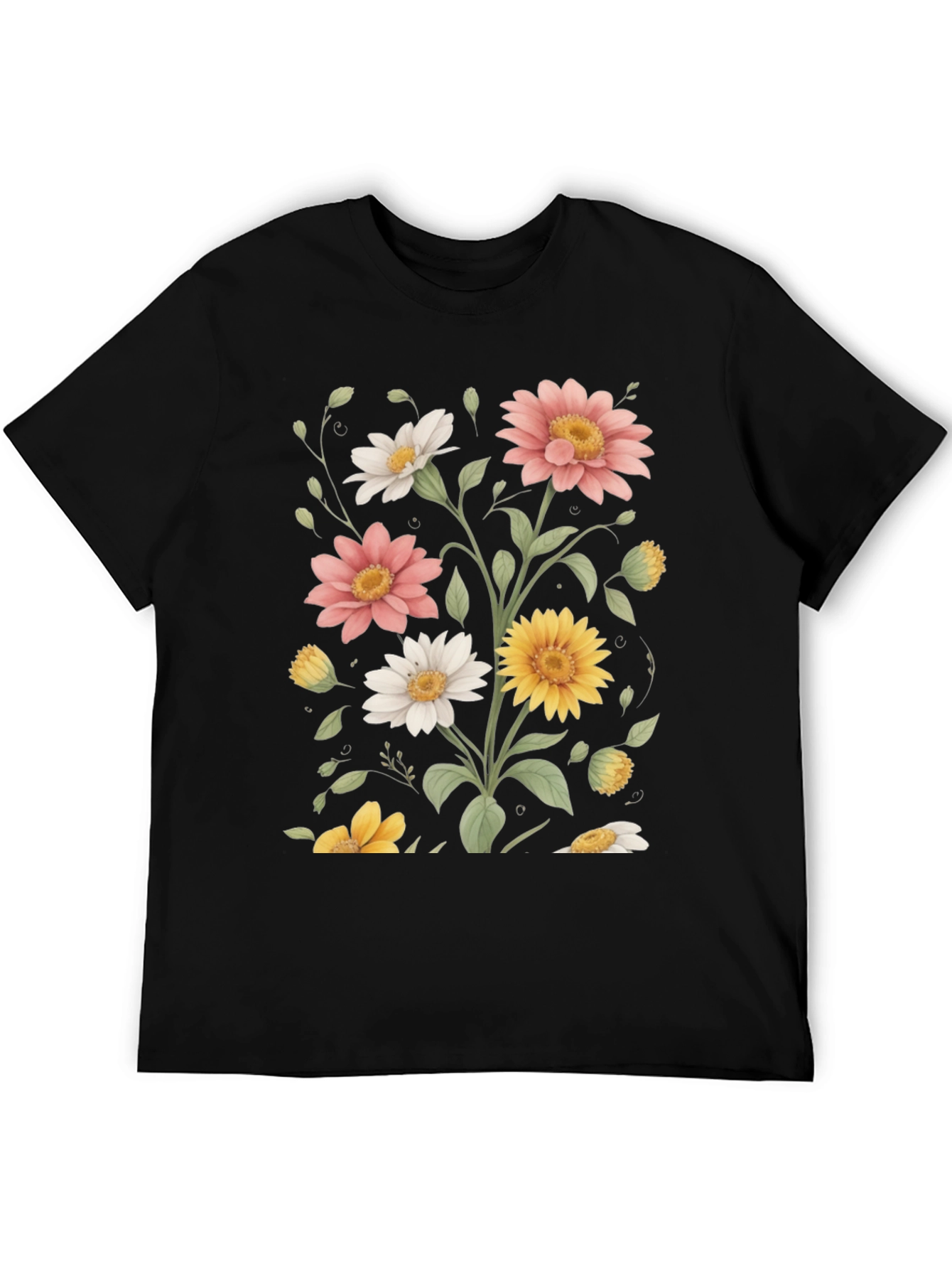 Floral Print T-Shirt - Botanical Design
