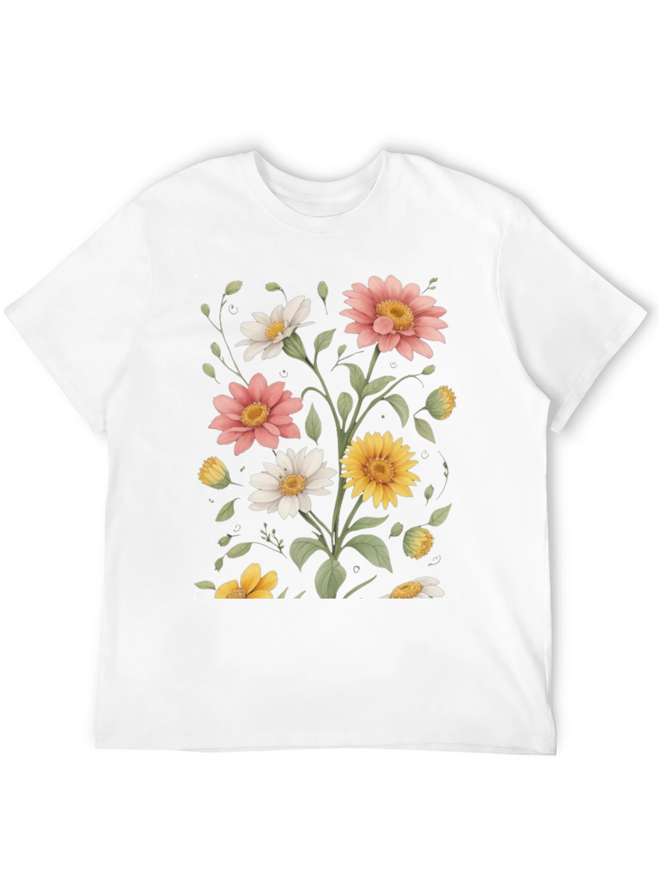 Floral Print T-Shirt - Botanical Design