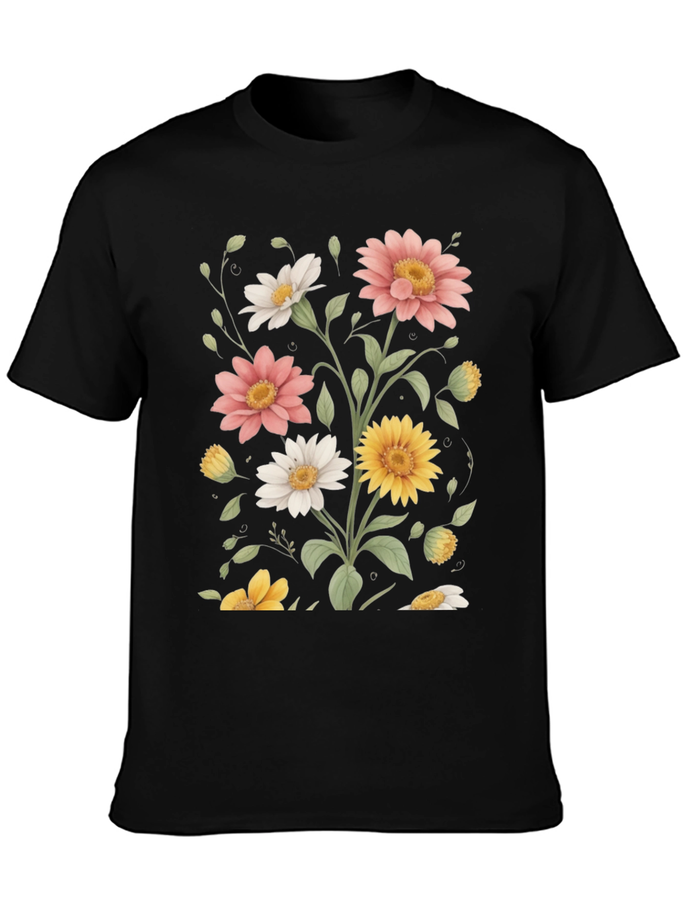 Floral Print T-Shirt - Botanical Design