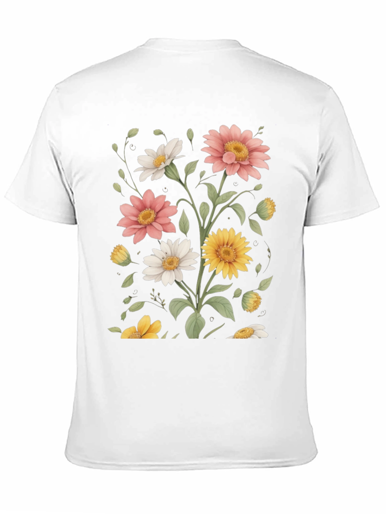 Floral Print T-Shirt - Botanical Design