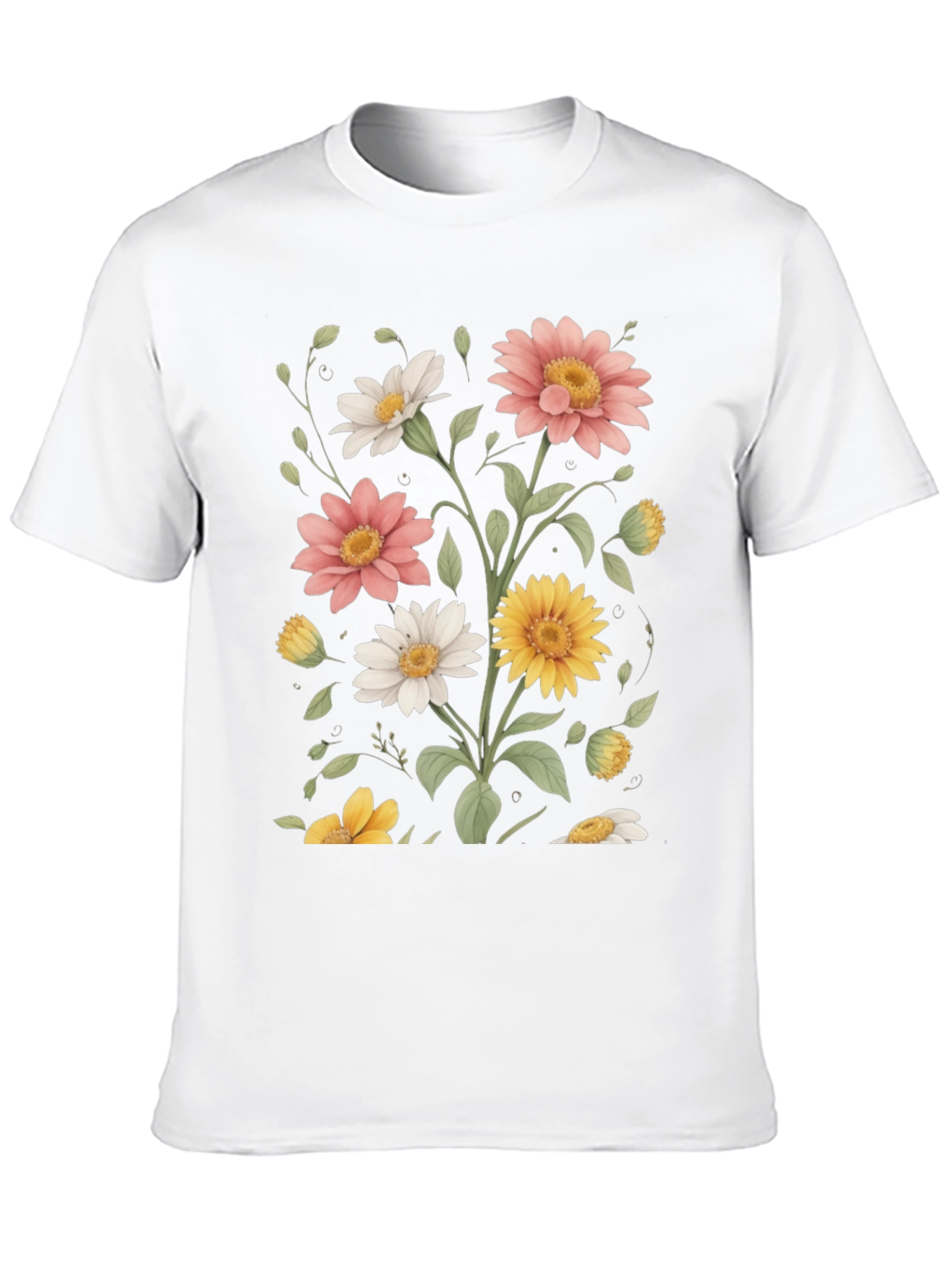 Floral Print T-Shirt - Botanical Design