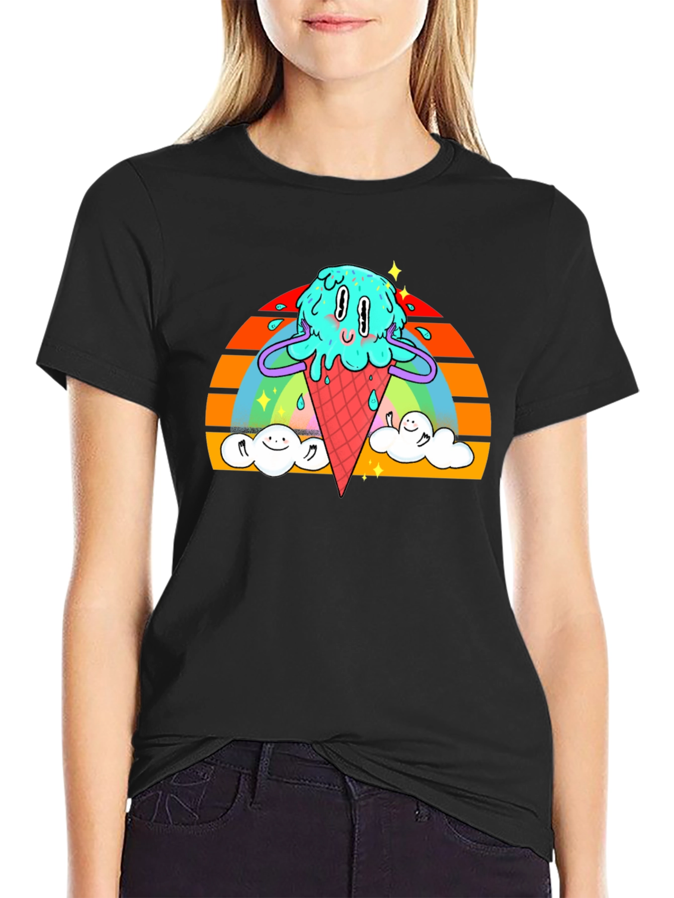 Ice Cream Cone Graphic Tee - Retro Summer Vibes