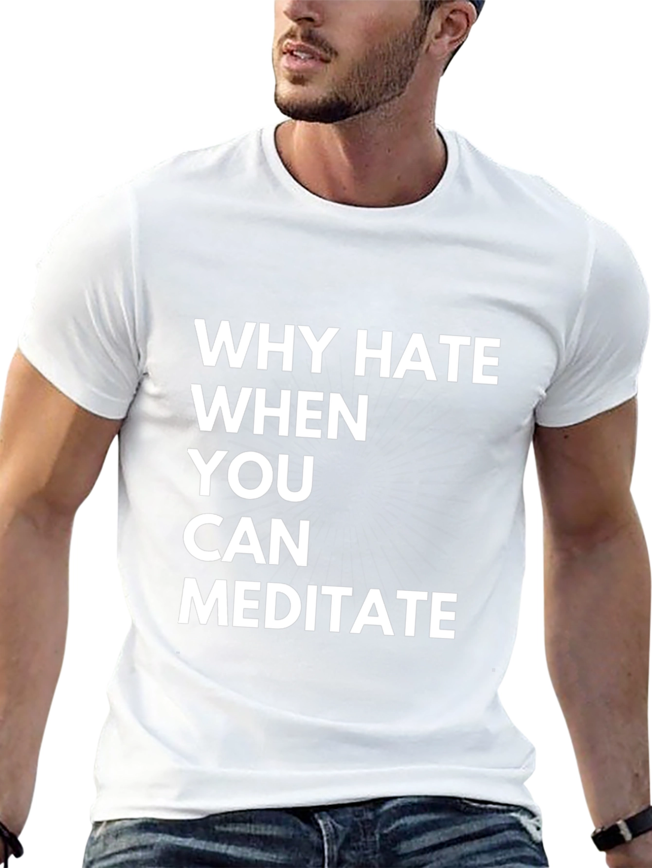 Why Hate Meditate! Black Graphic Tee Shirt