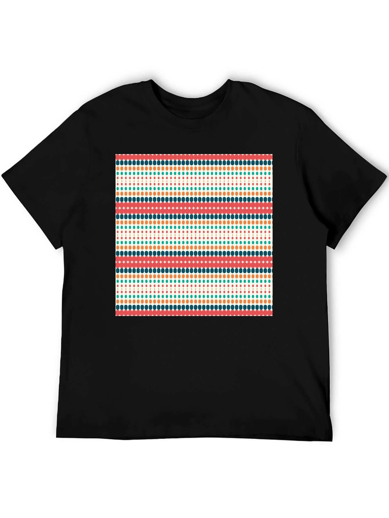 Retro Stripe Pattern Tee - Stylish Black T-Shirt