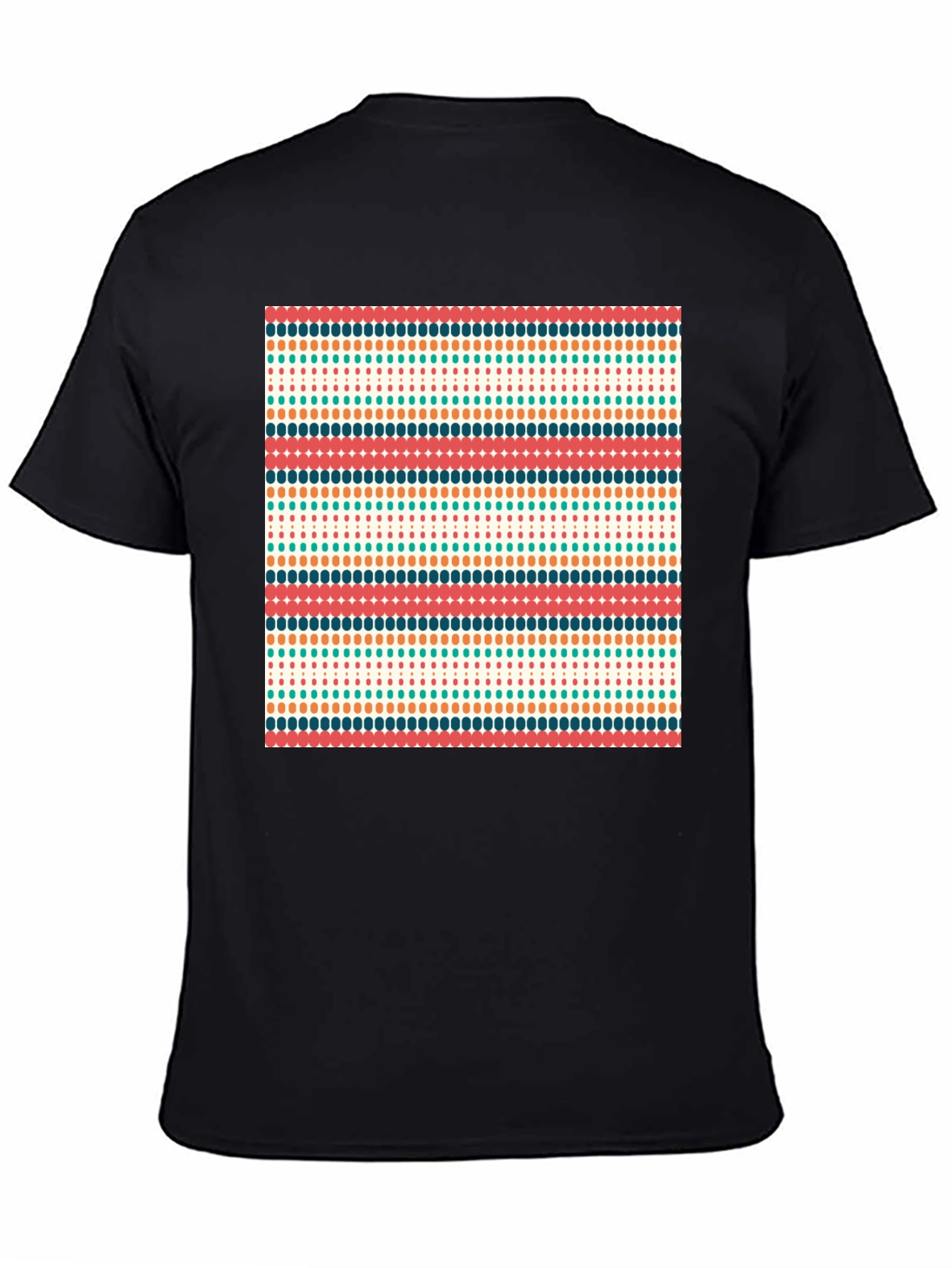 Retro Stripe Pattern Tee - Stylish Black T-Shirt