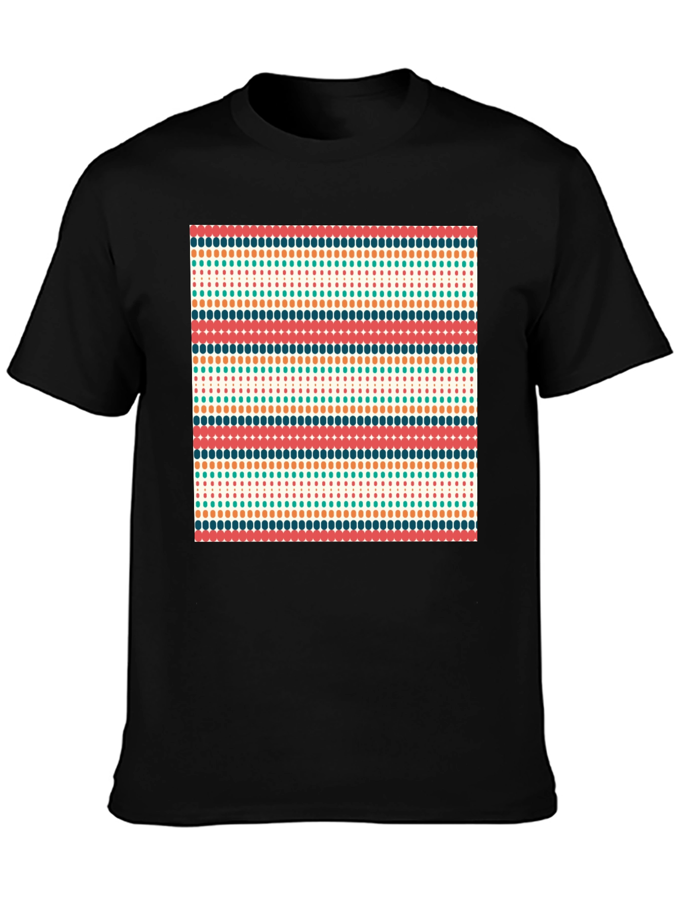 Retro Stripe Pattern Tee - Stylish Black T-Shirt