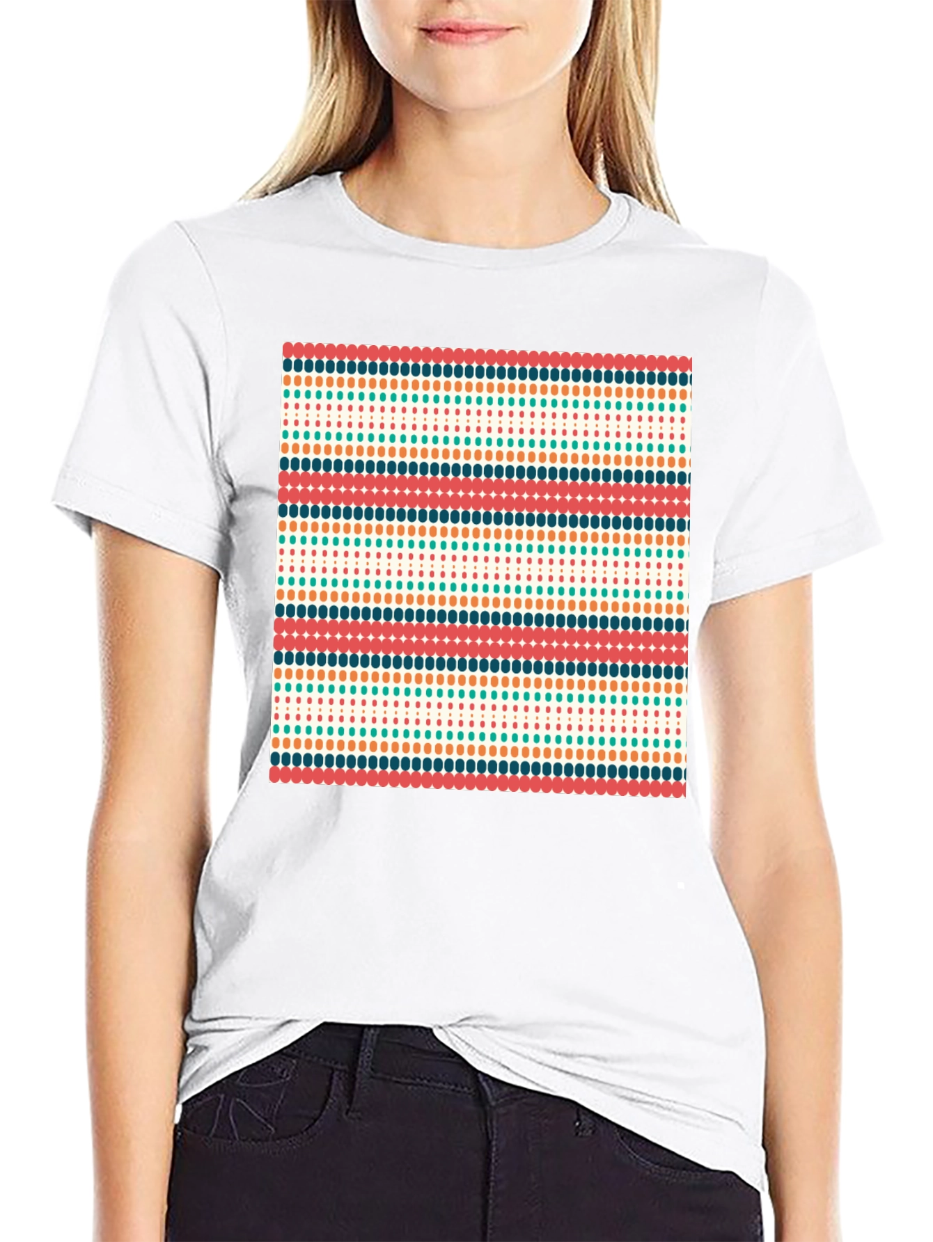 Retro Stripe Pattern Tee - Stylish Black T-Shirt