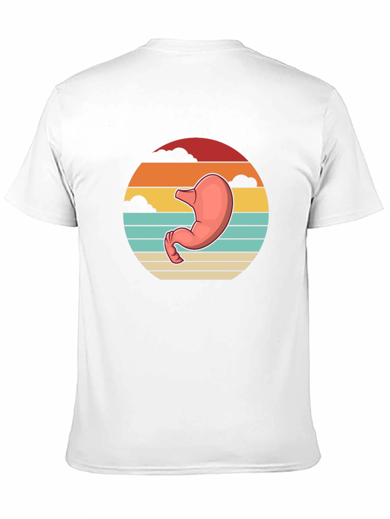Stomach Anatomy Black T-Shirt - Retro Sunset Graphic Tee