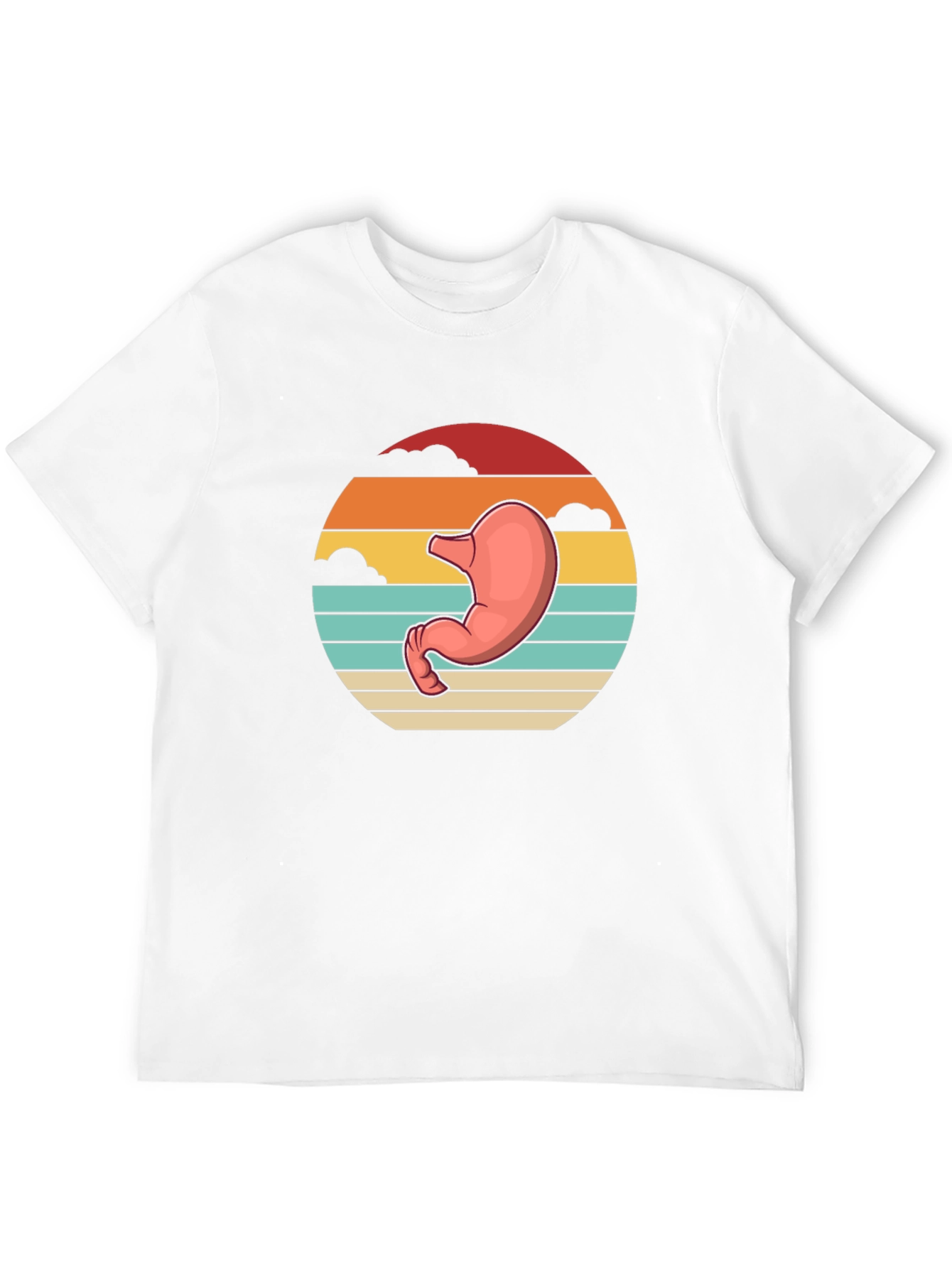 Stomach Anatomy Black T-Shirt - Retro Sunset Graphic Tee