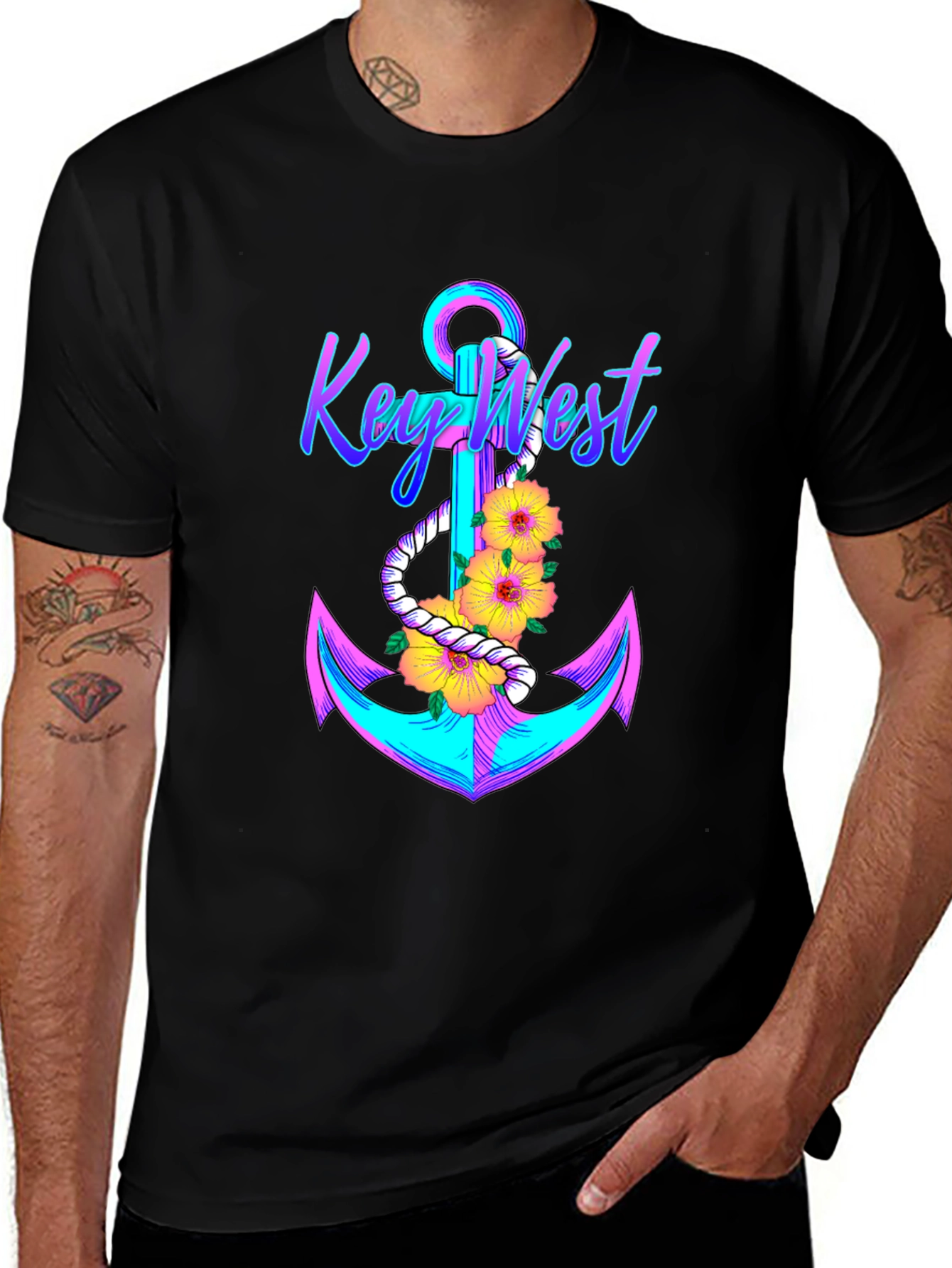 Key West Anchor T-Shirt - Vibrant Graphic Tee