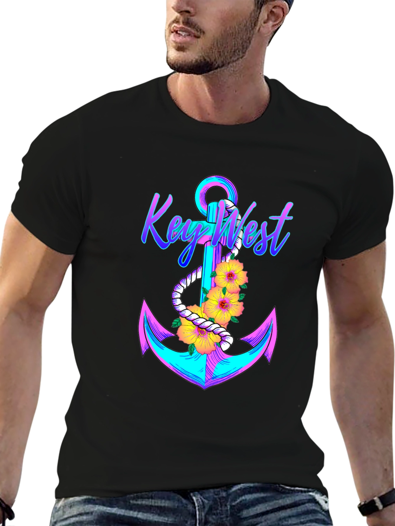 Key West Anchor T-Shirt - Vibrant Graphic Tee