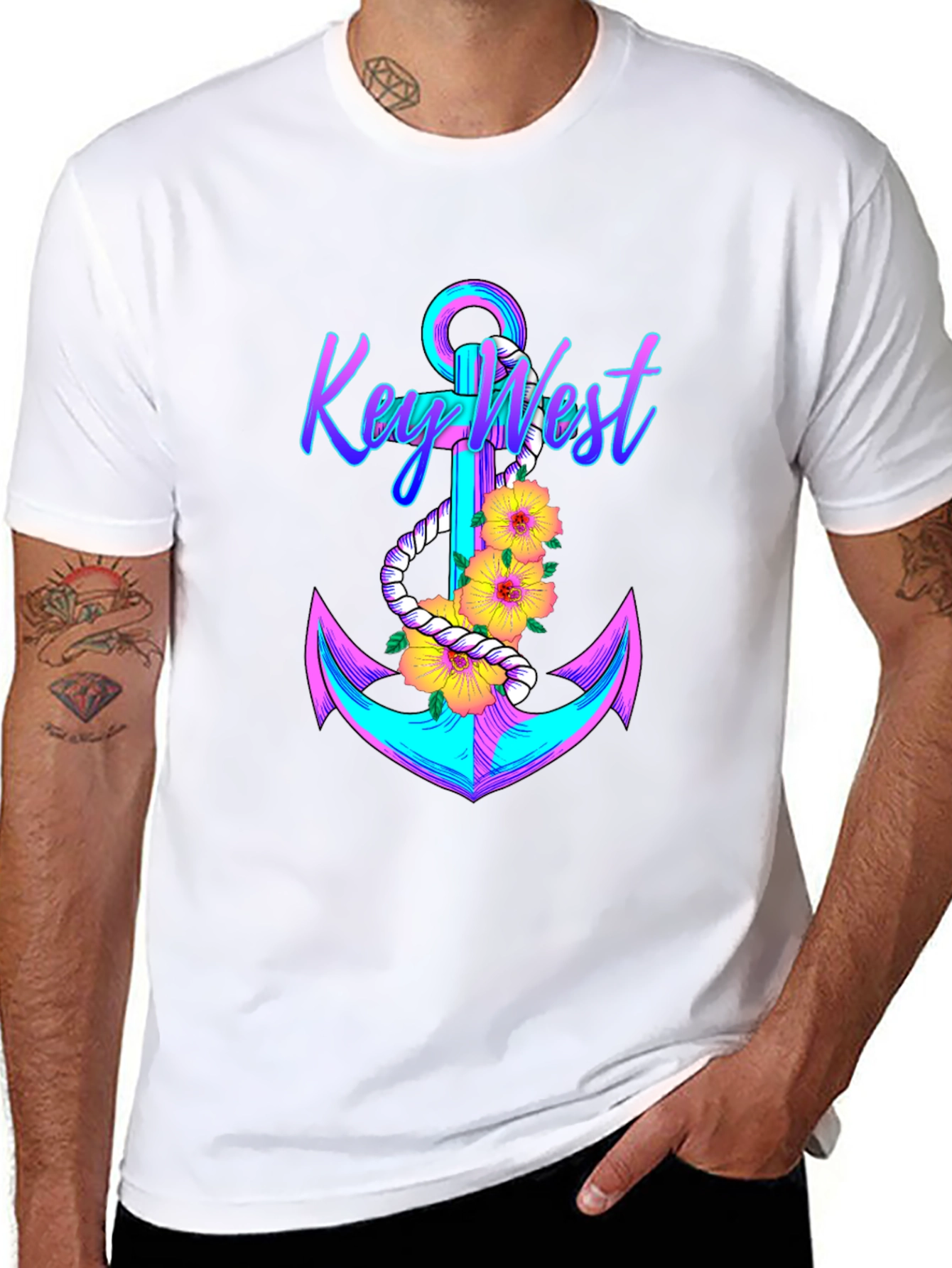 Key West Anchor T-Shirt - Vibrant Graphic Tee