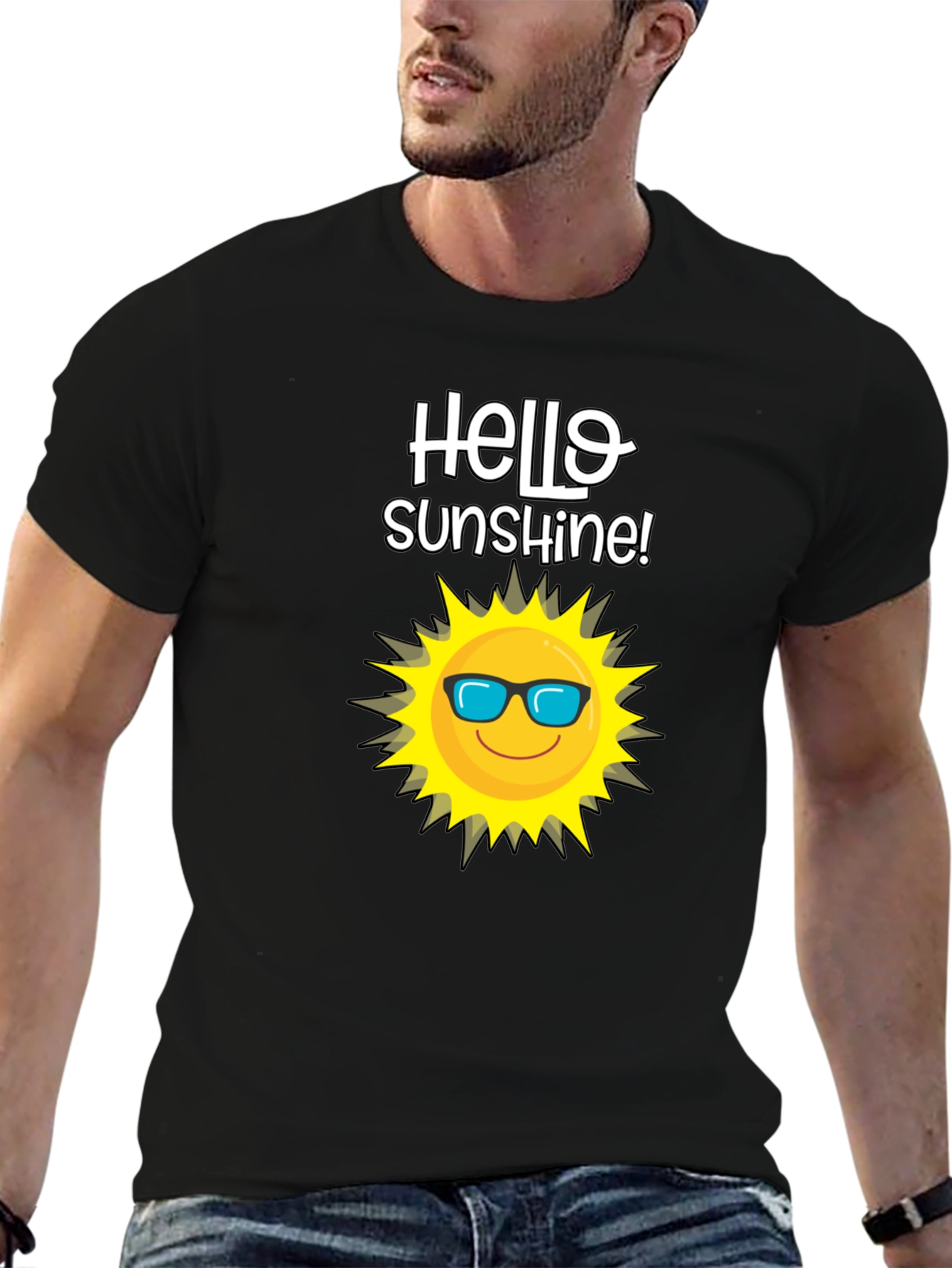 Hello Sunshine T-Shirt - Black Cotton Tee