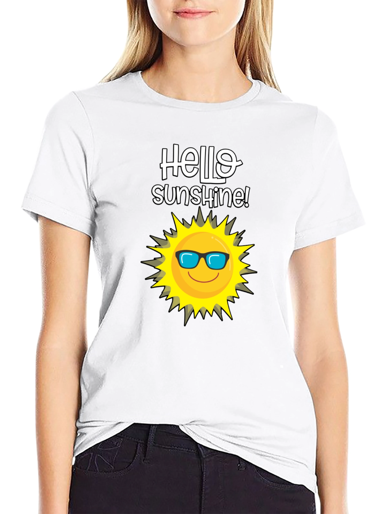 Hello Sunshine T-Shirt - Black Cotton Tee