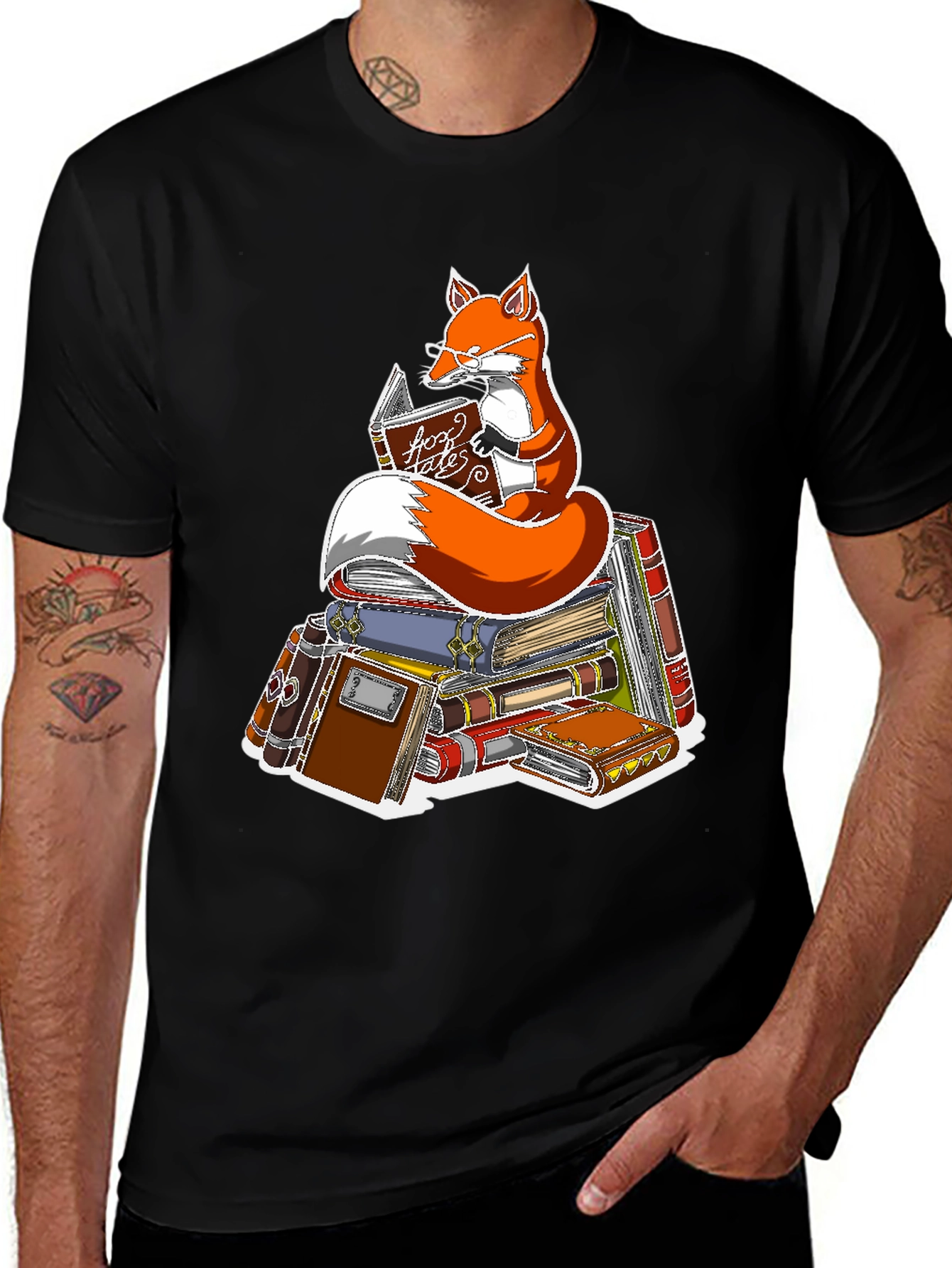 Fox Reading Book T-Shirt - Smart Animal Tee