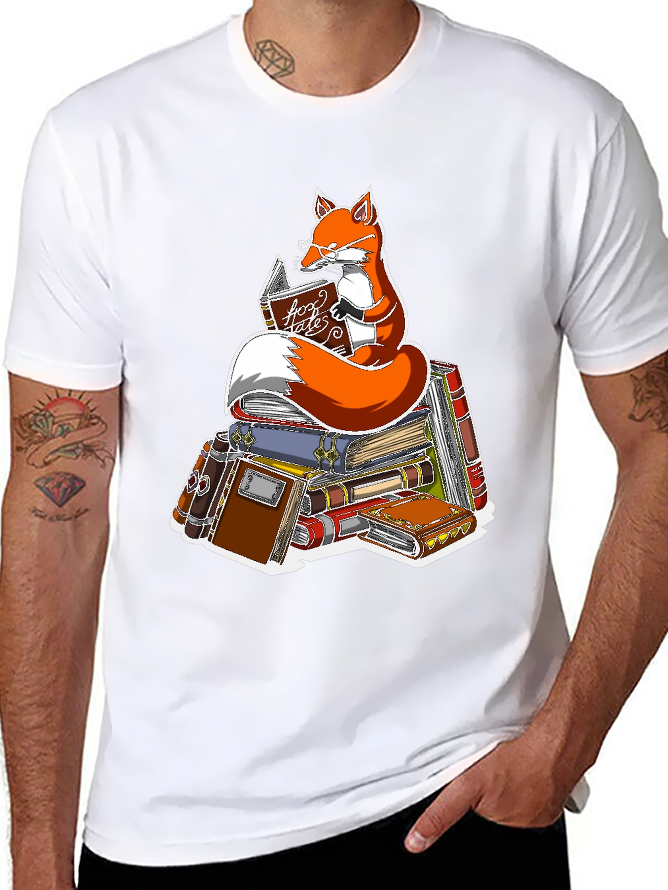 Fox Reading Book T-Shirt - Smart Animal Tee