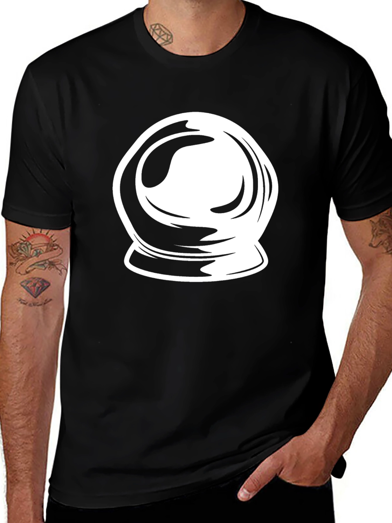 Mystic Crystal Ball Graphic Tee - Black Cotton Blend