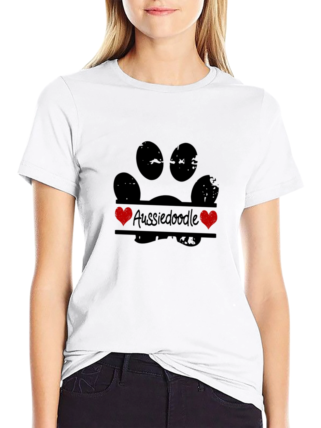 Aussiedoodle Dog Paw Print T-Shirt