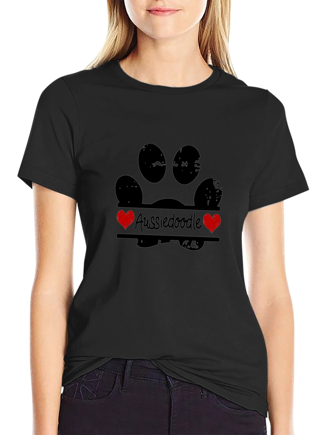 Aussiedoodle Dog Paw Print T-Shirt