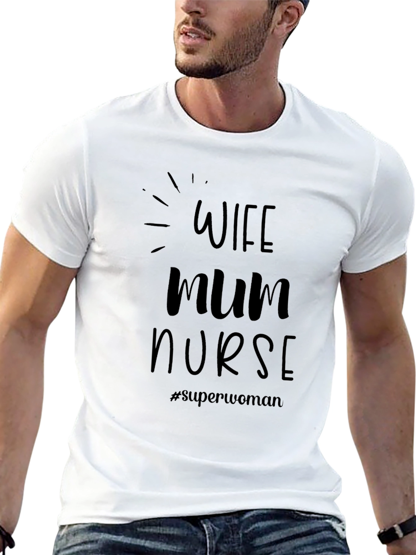 Wife Mum Nurse Superwoman Black T-Shirt