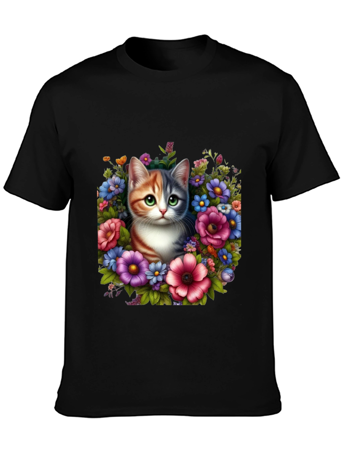 Floral Cat Graphic T-Shirt