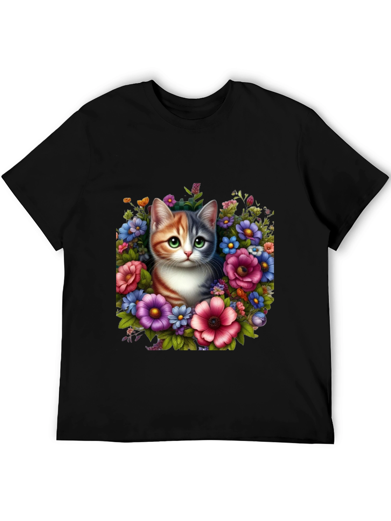 Floral Cat Graphic T-Shirt